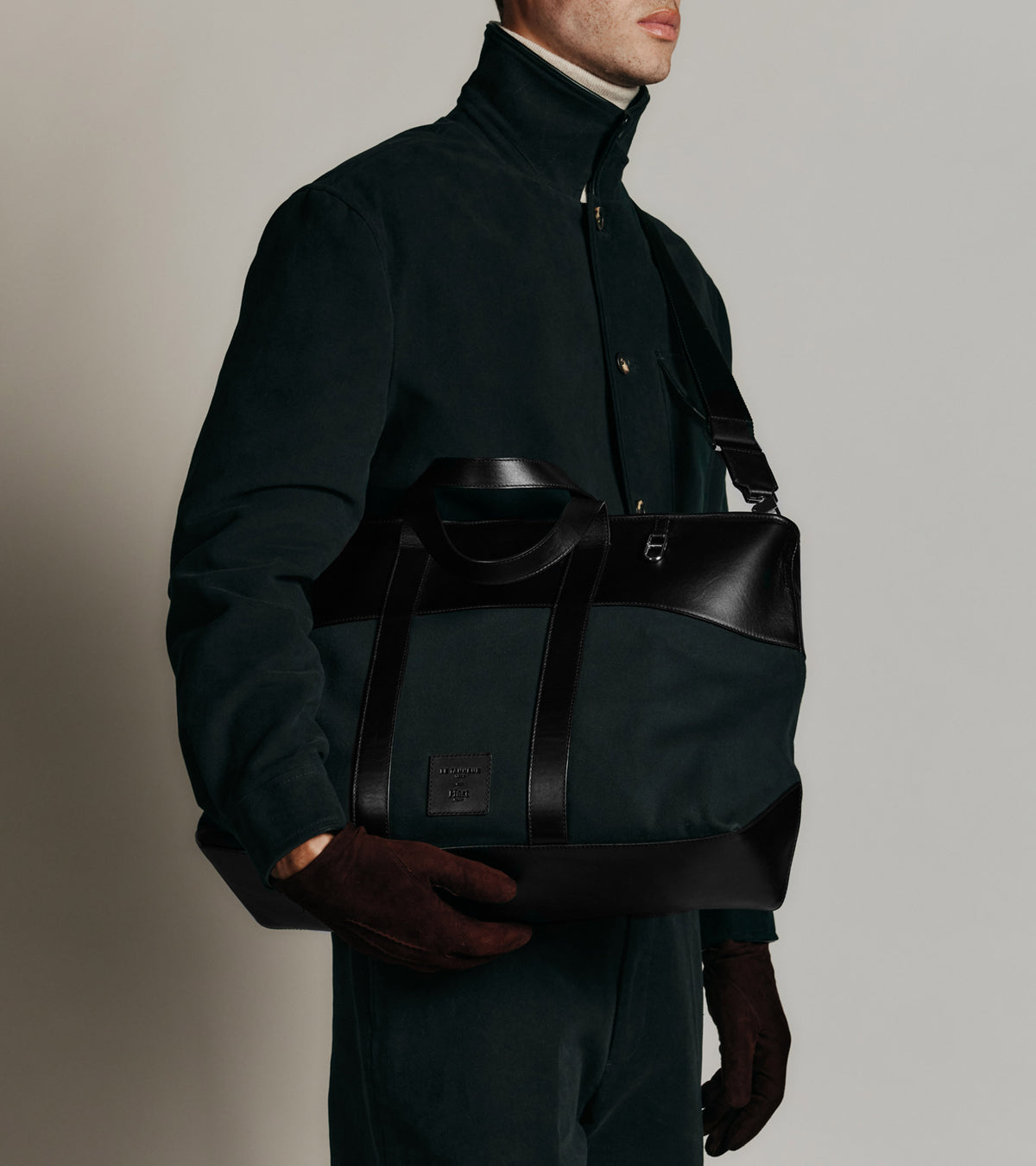 Shopper Le Tanneur x HAST zum Tragen in der Hand aus Glattleder und Baumwollstoff