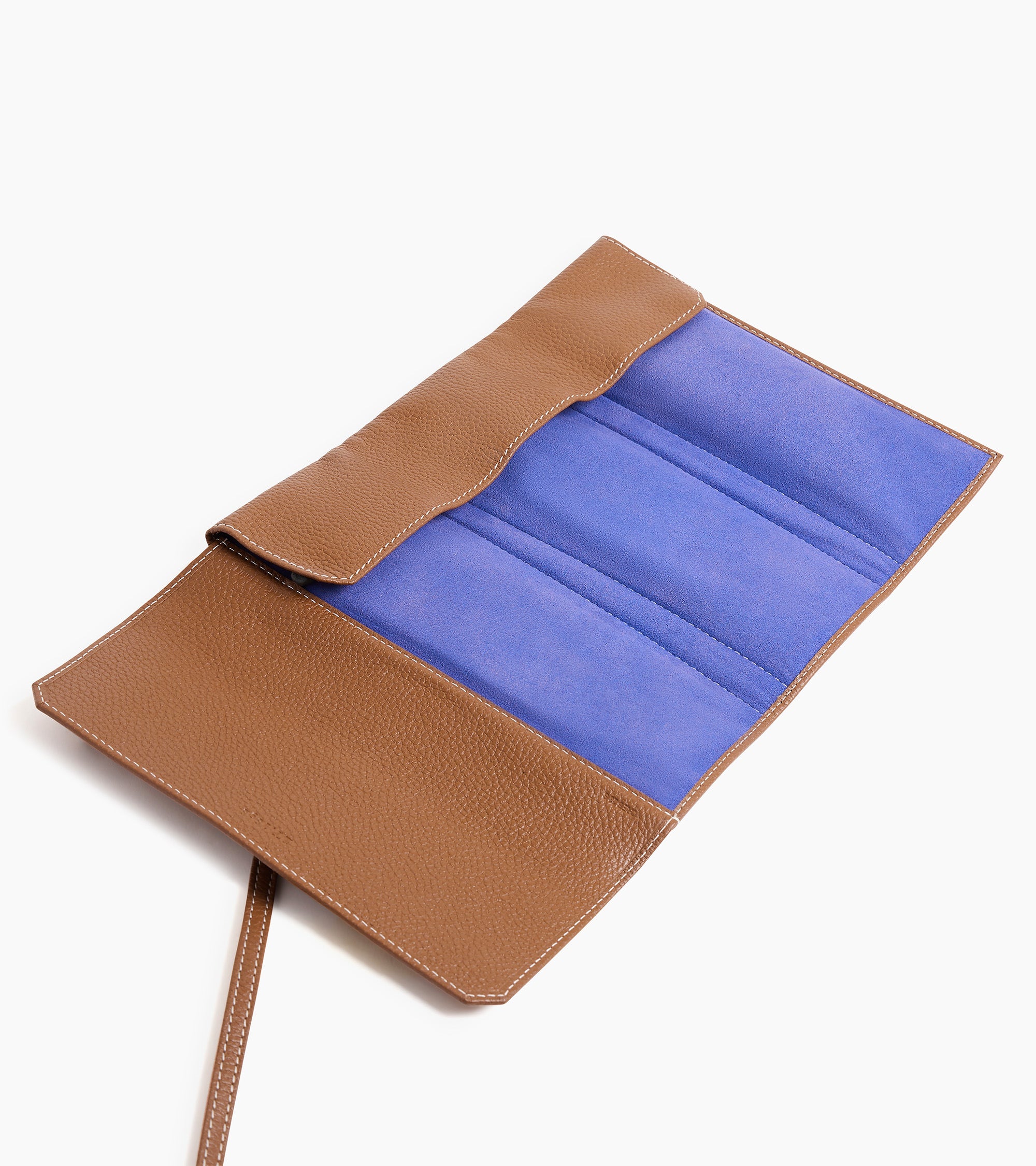 Estuche de viaje para 3 relojes de cuero granulado