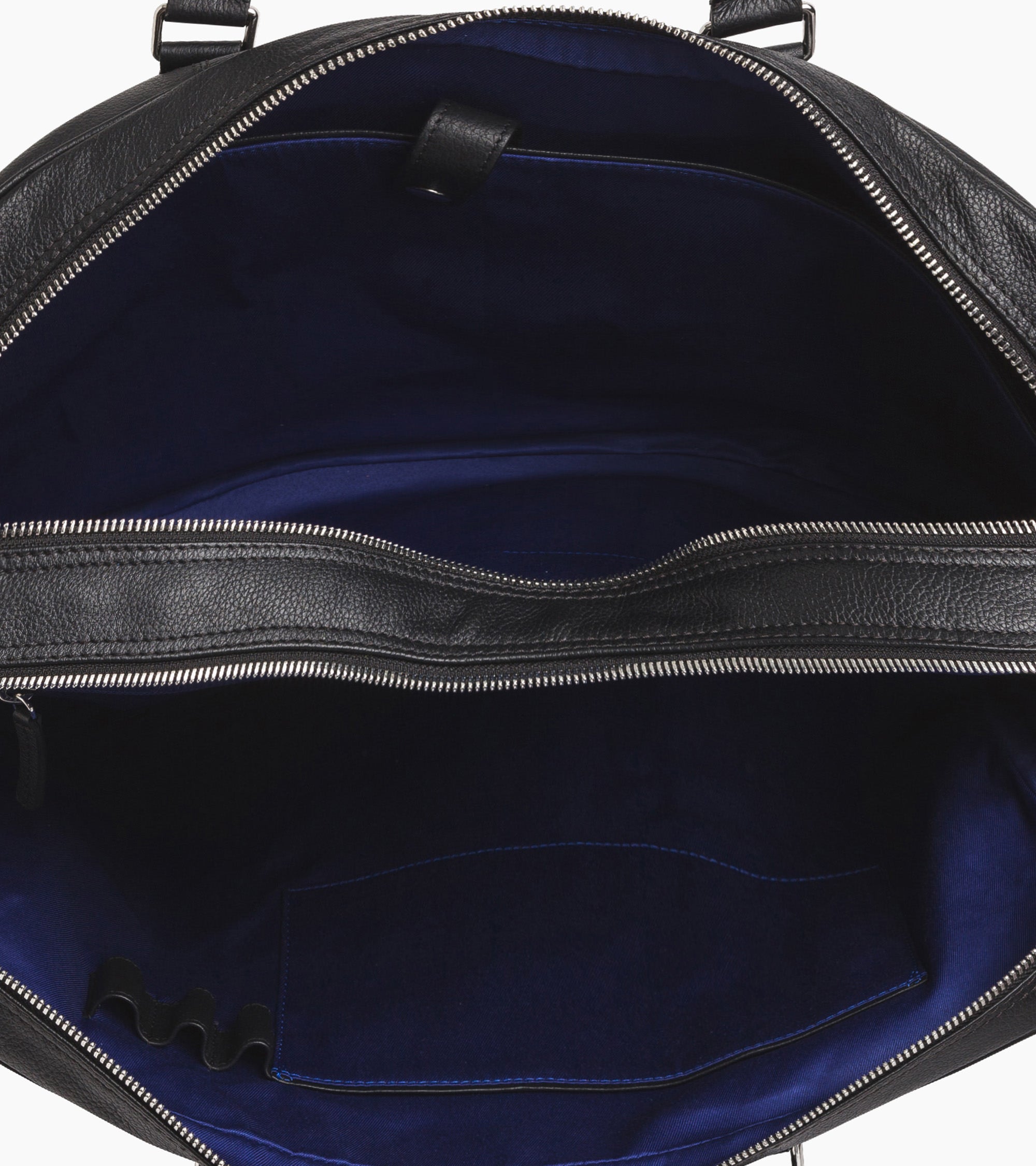 Charles 17" briefcase in grained leather with 2 zipped compartments