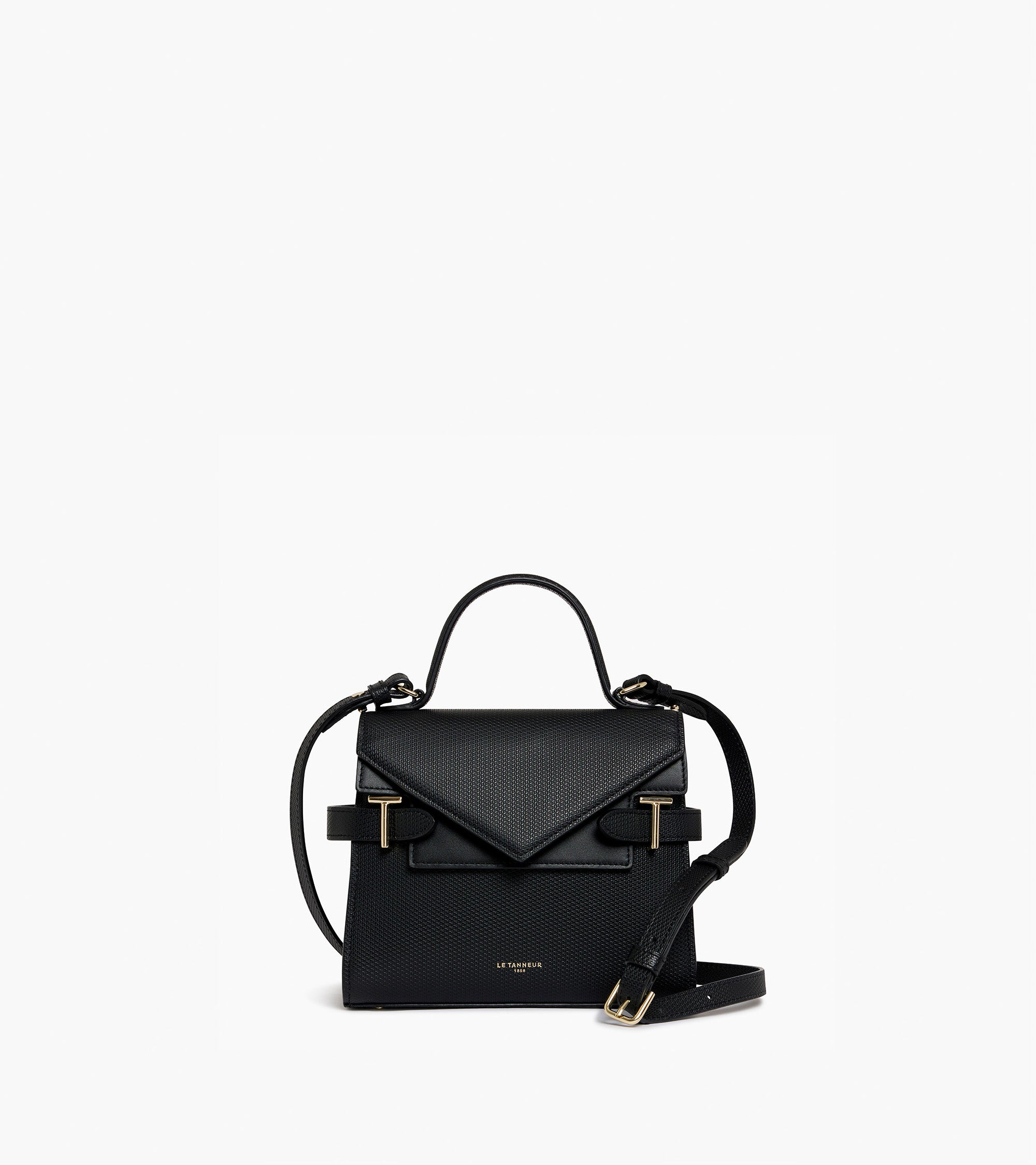 Emilie small double flap handbag in T signature leather