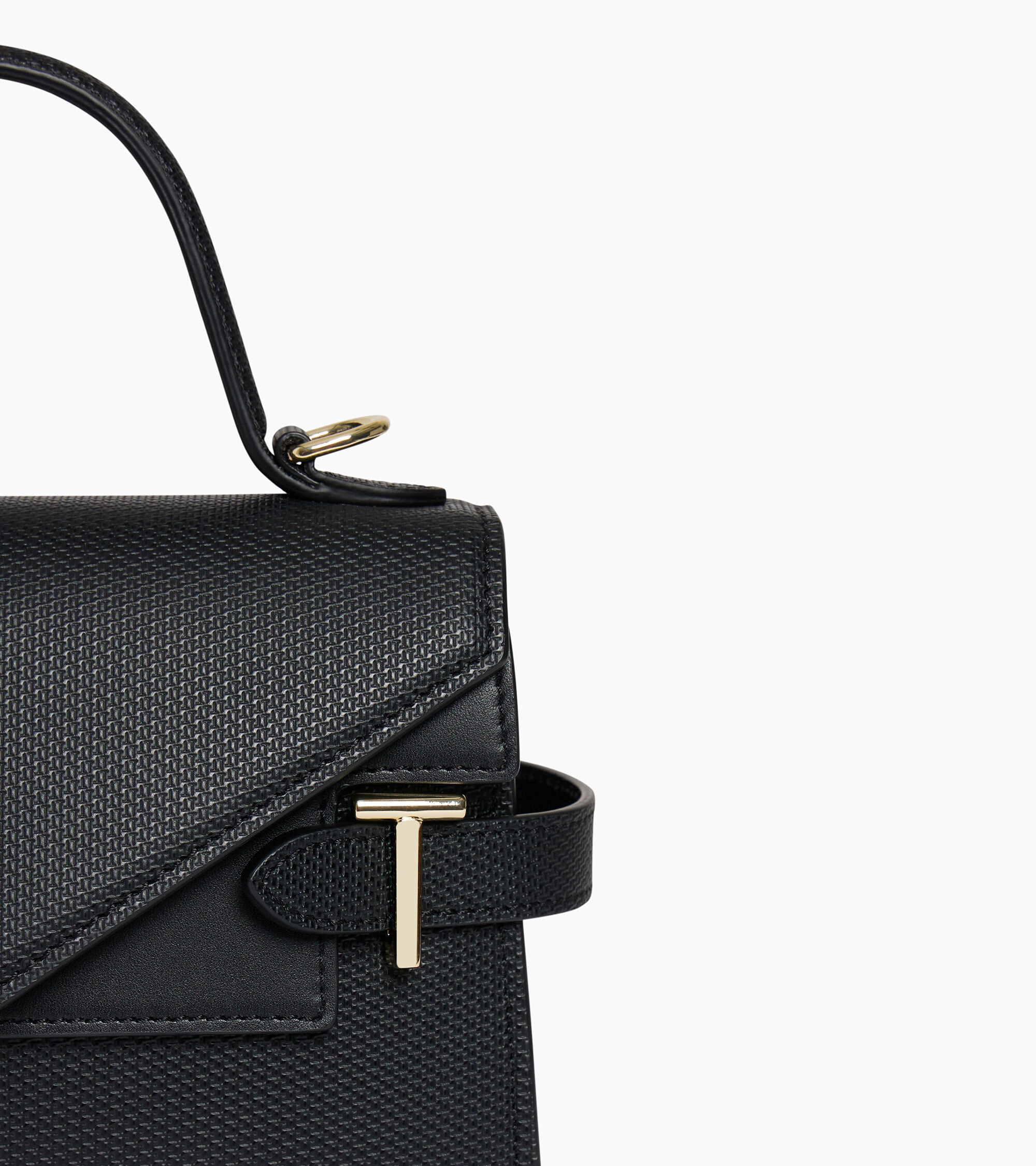 Bolso de mano pequeño Emilie de piel signature T con doble solapa