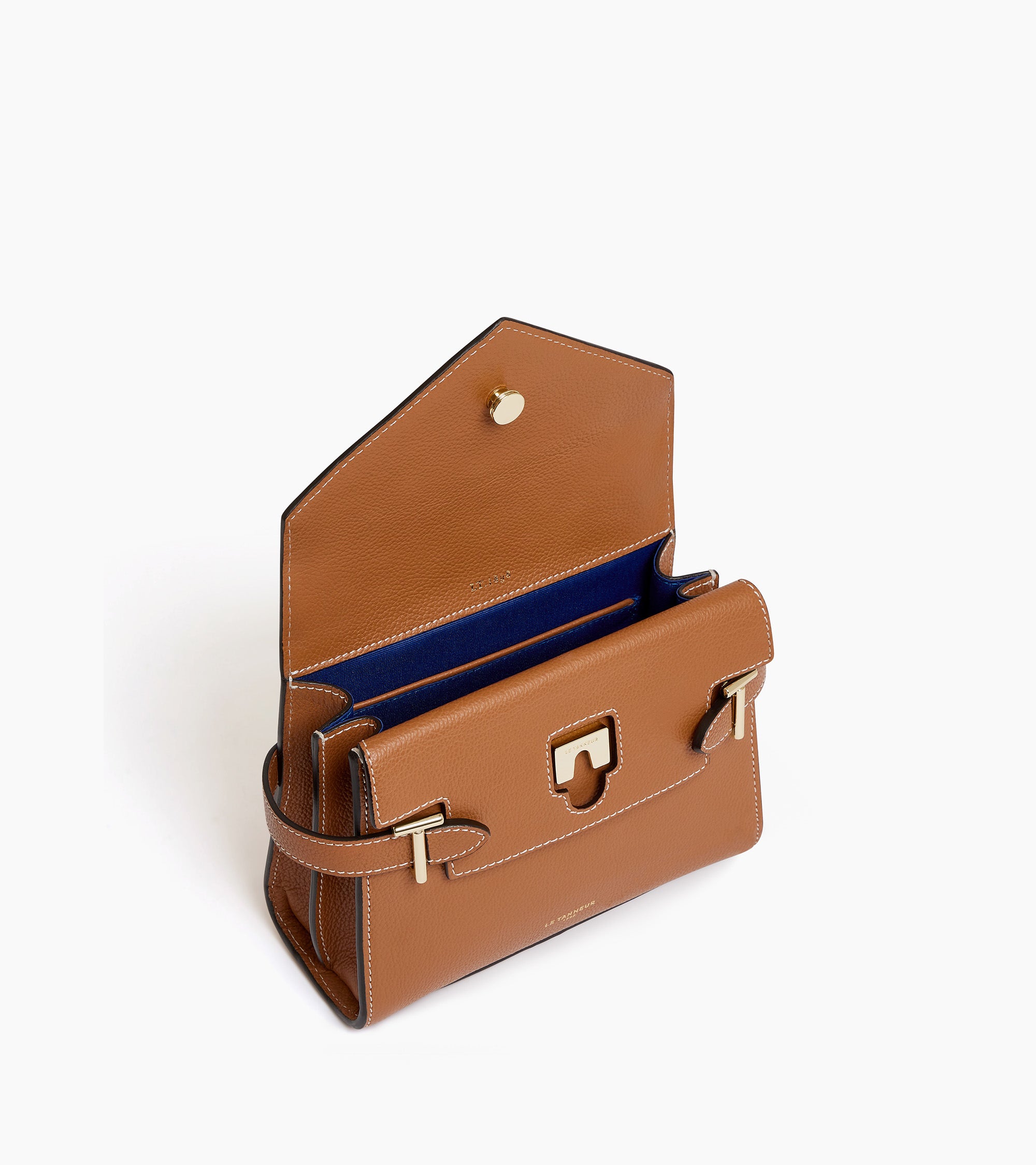 Emilie small grained leather double flap handbag