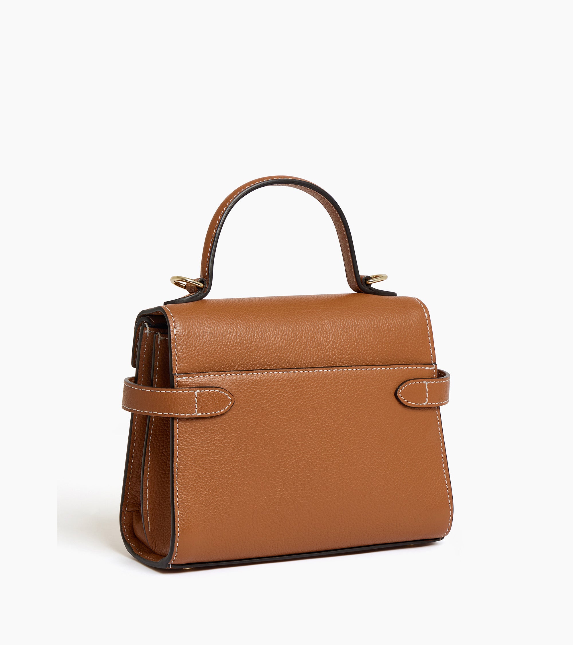 Emilie small grained leather double flap handbag