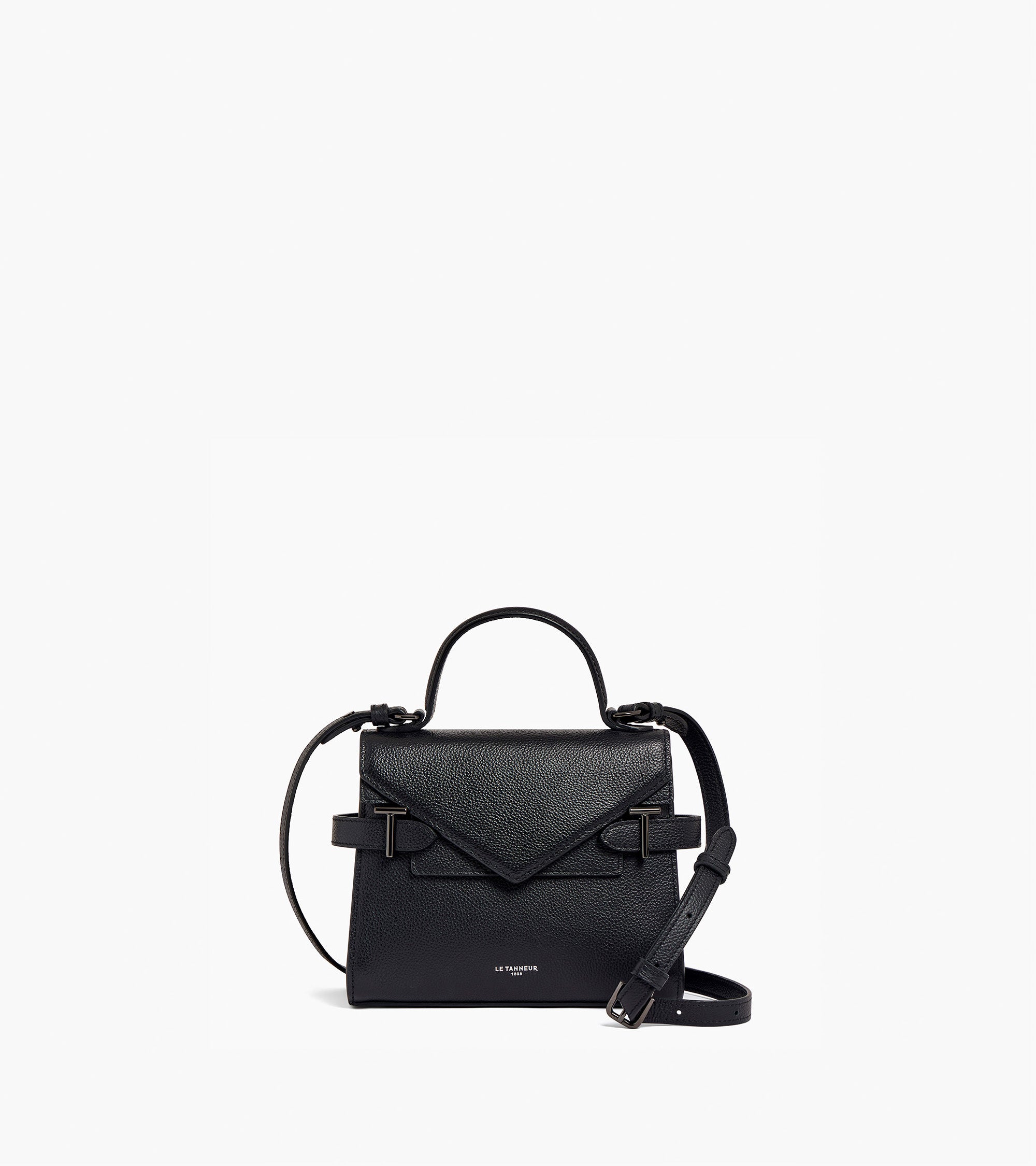 Emilie small grained leather double flap handbag