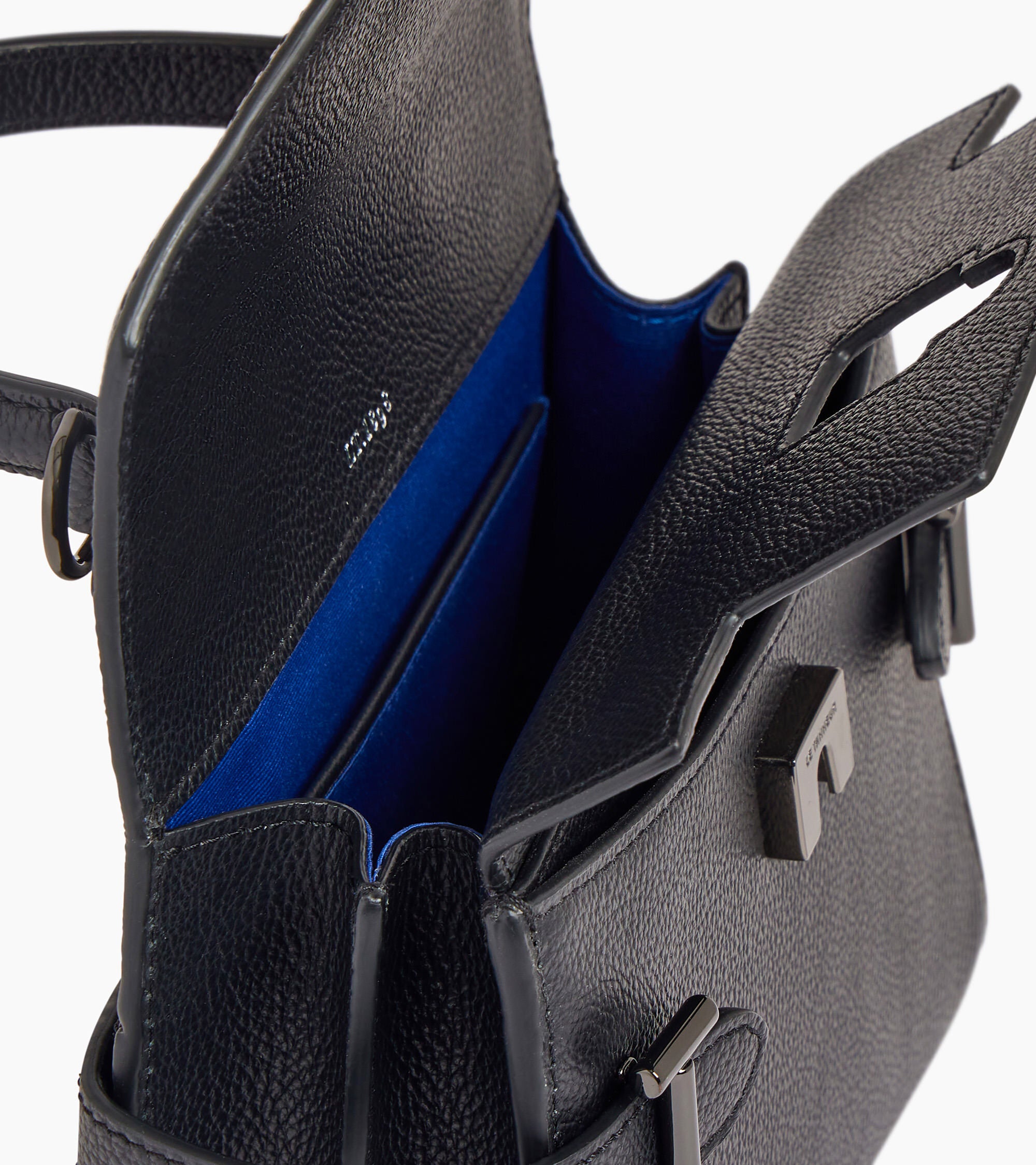 Emilie small grained leather double flap handbag