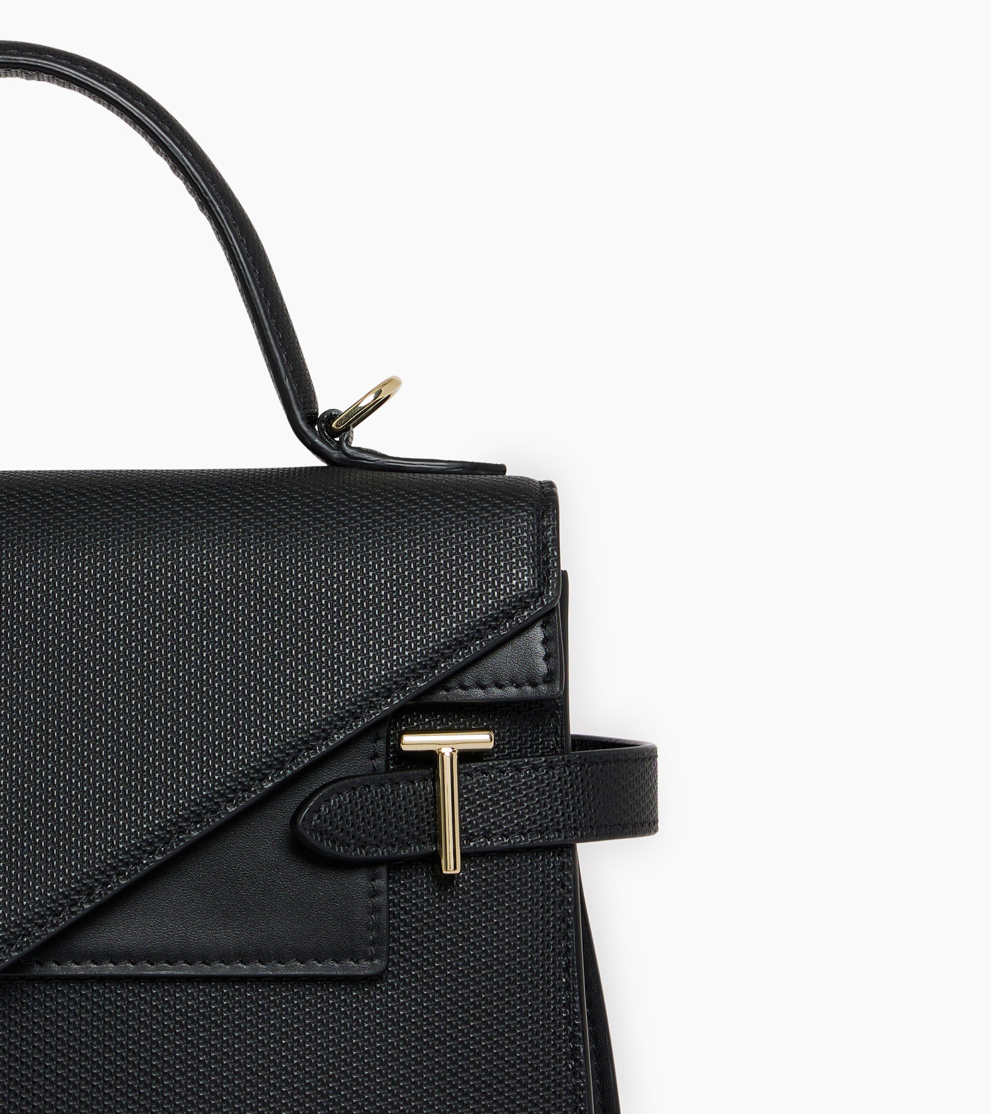 Bolso de mano mediano Emilie de piel signature T con doble solapa