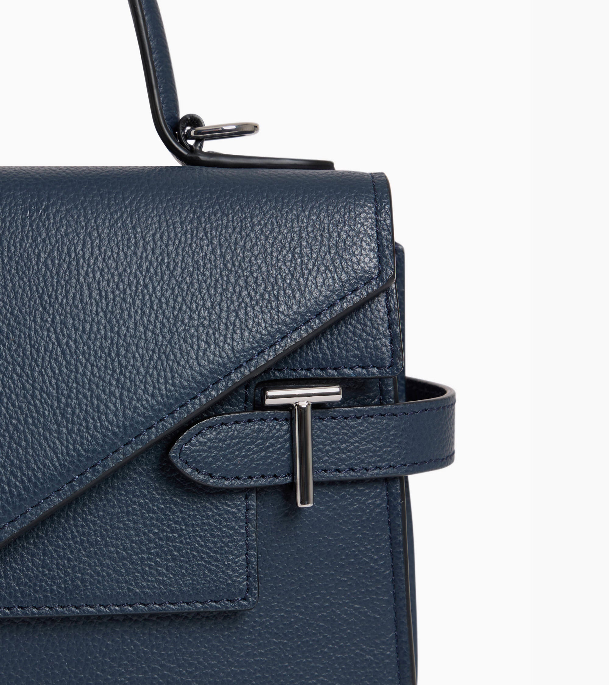 Bolso de mano mediano Emilie de piel texturizada con doble solapa