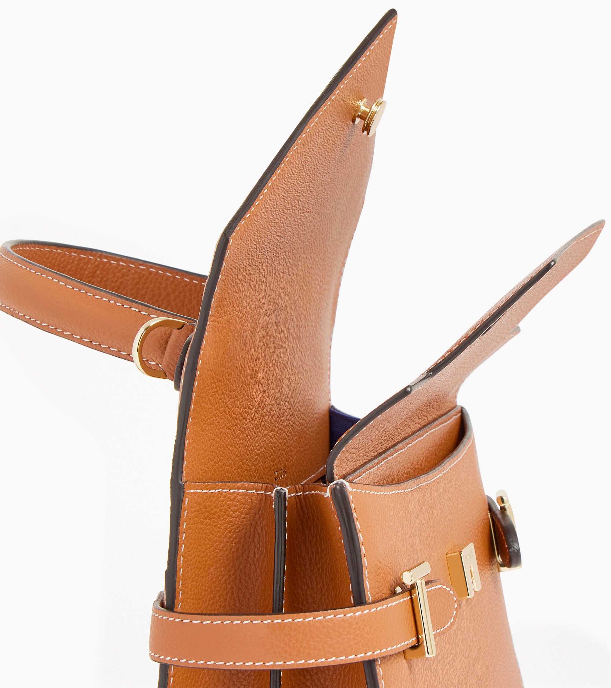 Bolso de mano mediano Emilie de piel texturizada con doble solapa