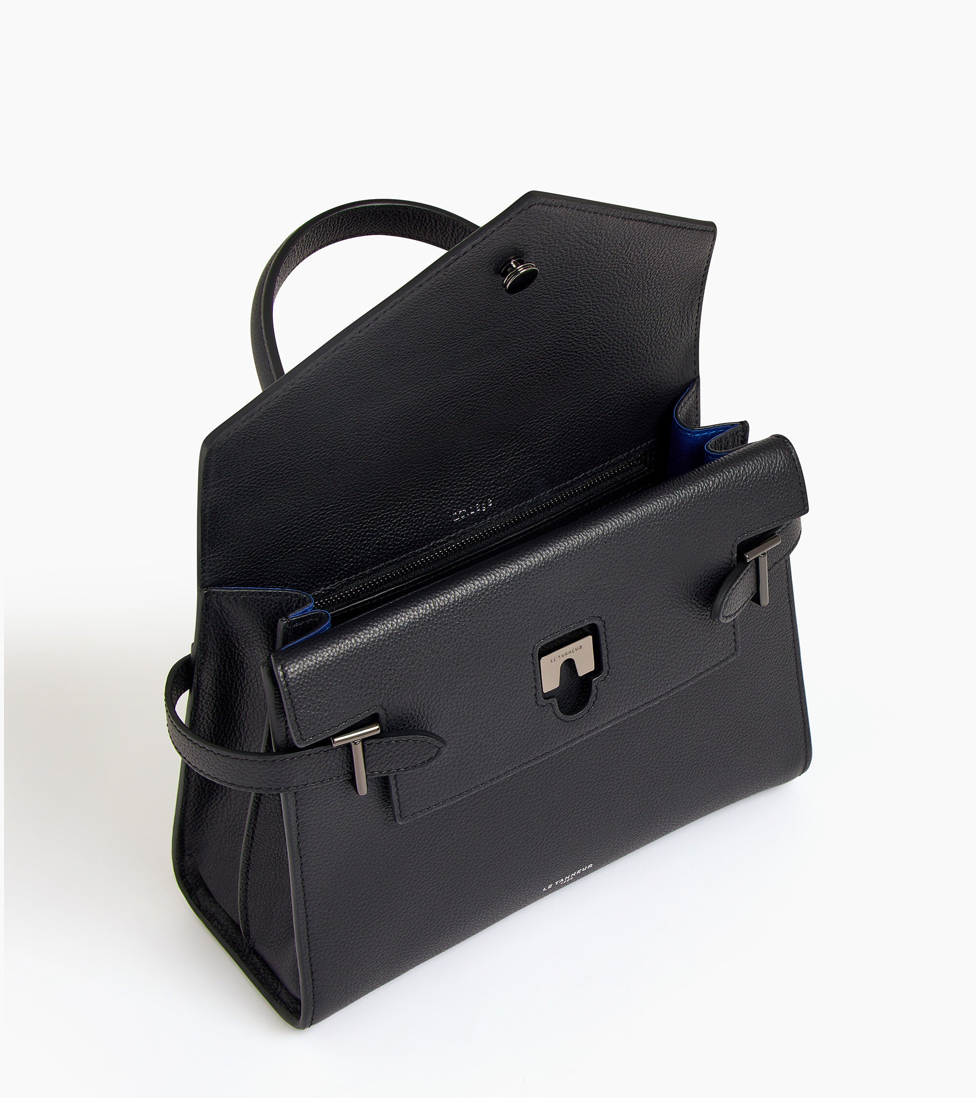 Bolso de mano mediano Emilie de piel texturizada con doble solapa