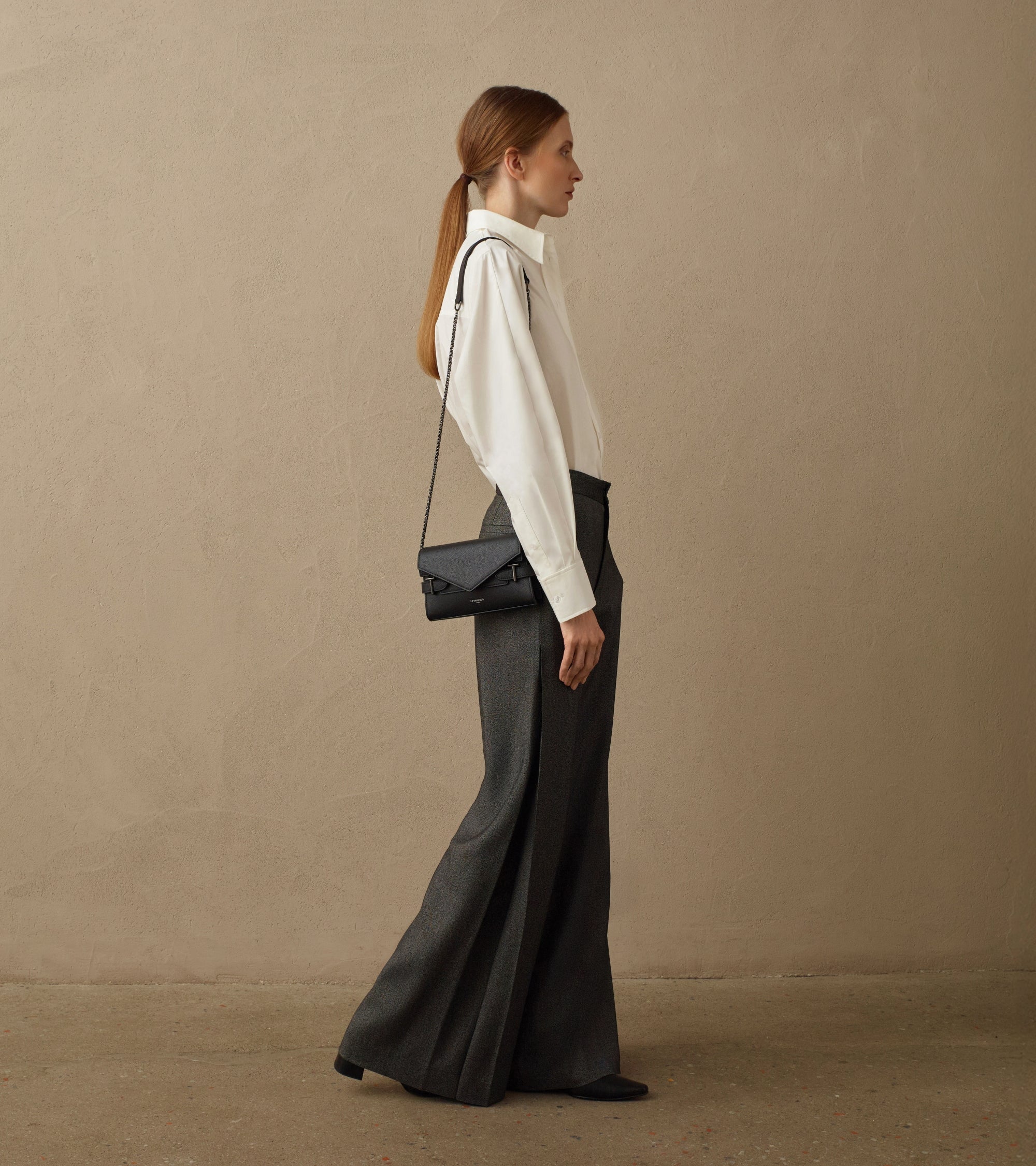 Bolso de mano doble solapa de piel texturizada Emilie