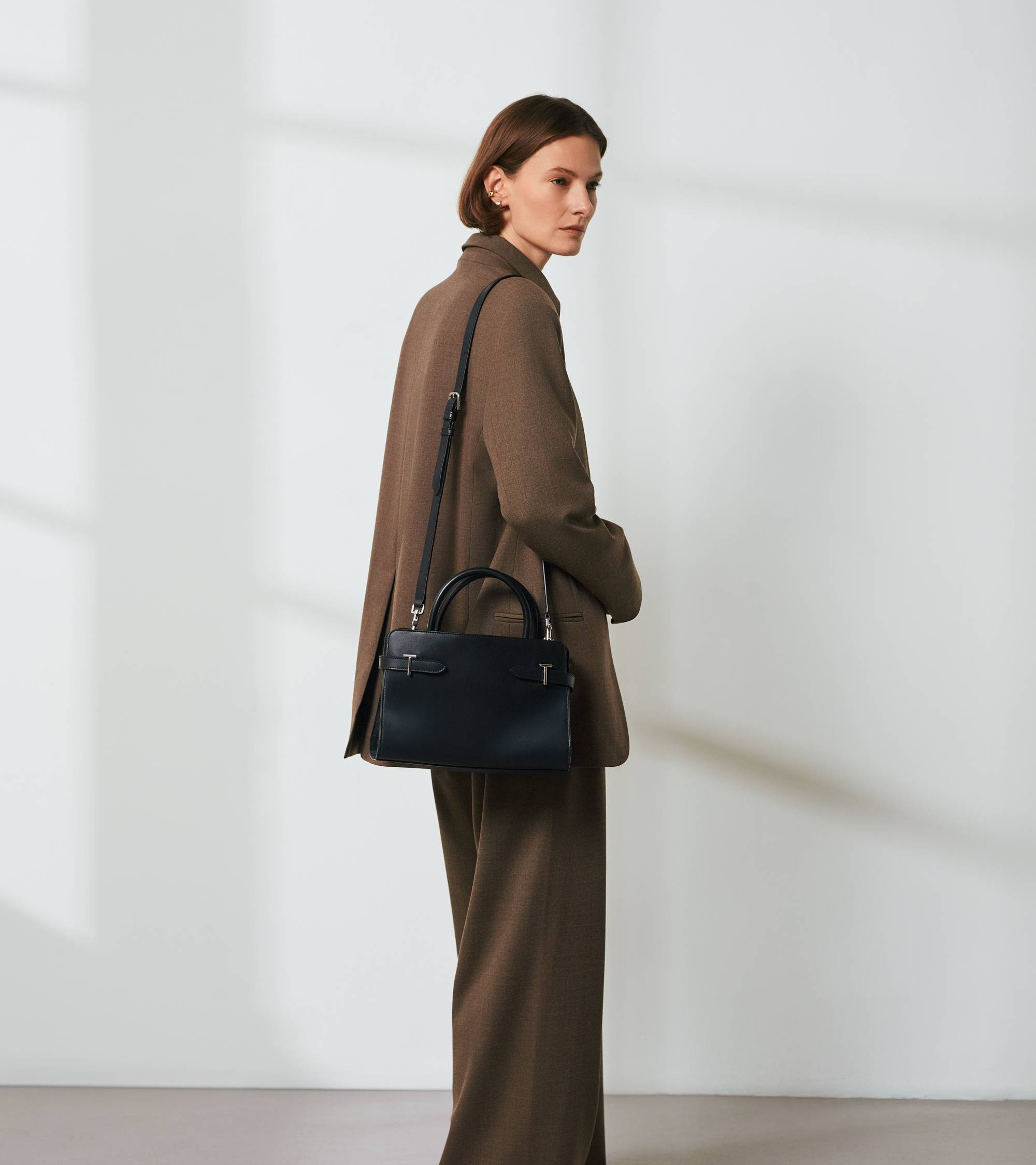 Emie medium handbag in smooth leather and nubuck