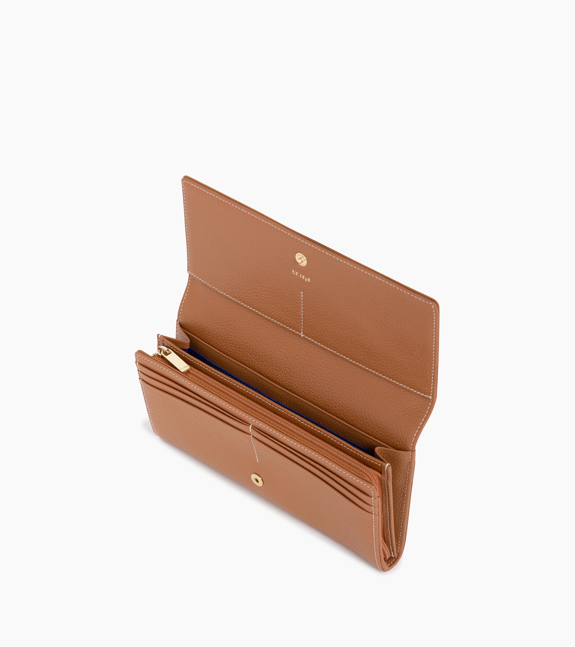 Cartera con cremallera Emilie de cuero granulado