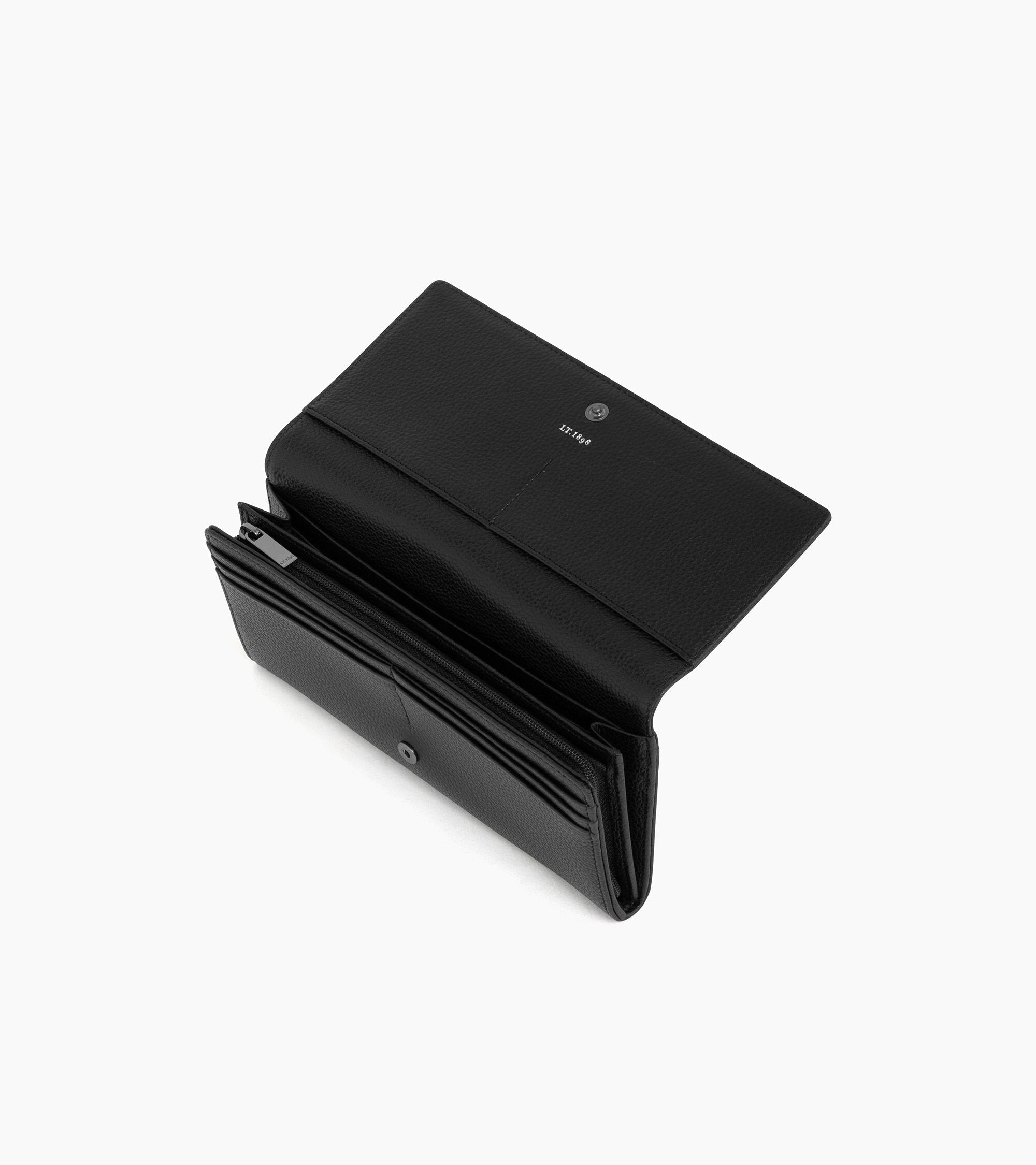 Cartera con cremallera Emilie de cuero granulado