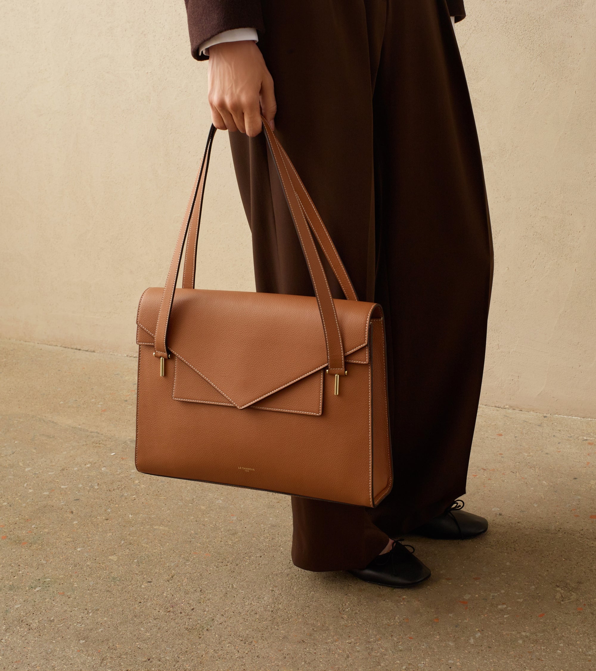 Emilie double flap grained leather document holder