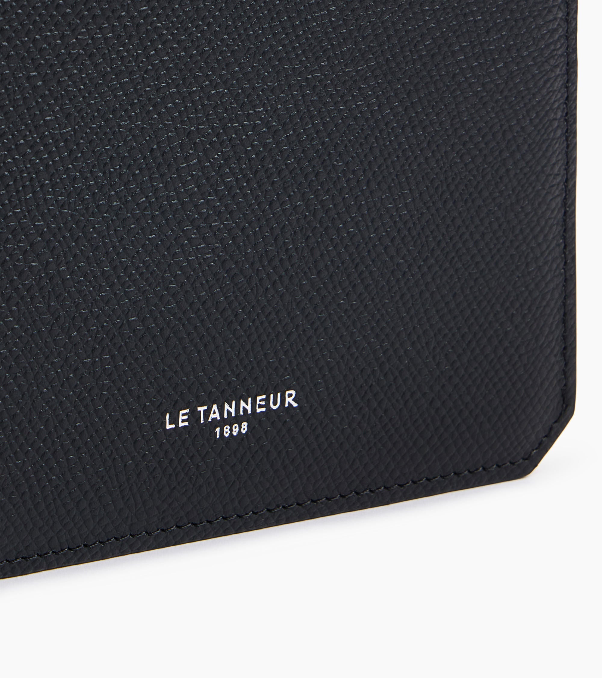 Cartera horizontal tipo libro 2 secciones Gaston de cuero de grano cruzado