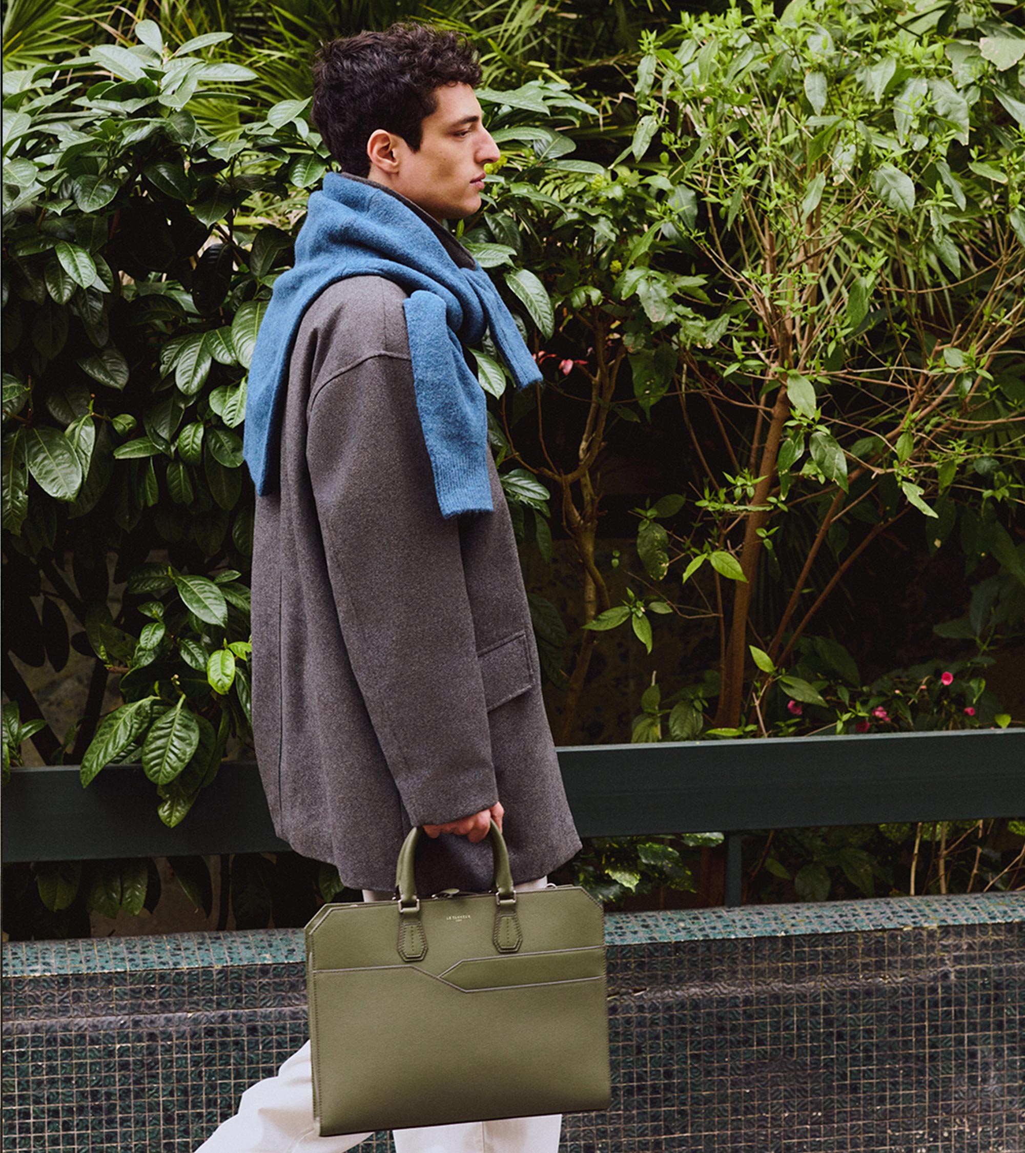 Portadocumentos 15" Gaston de cuero con grano cruzado