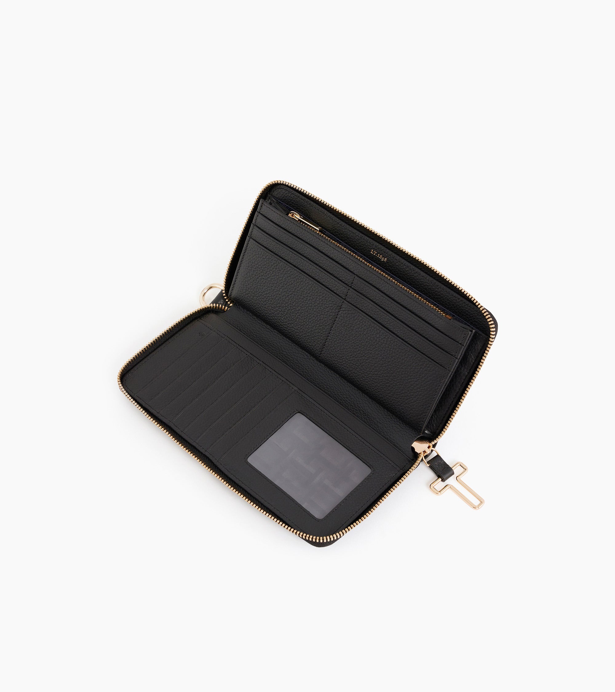 Cartera con cremallera Juliette de cuero granulado