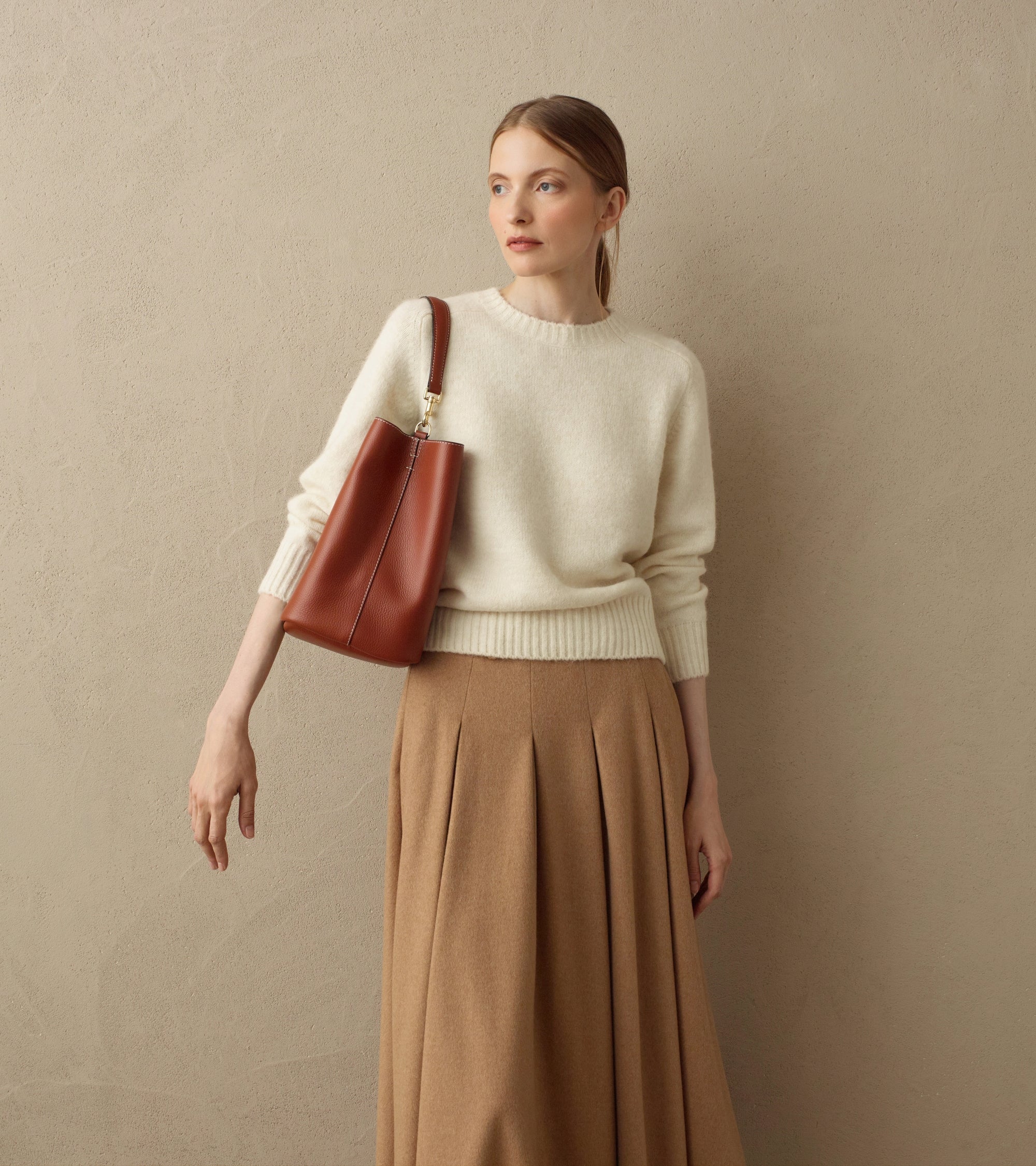 Bolso cubo grande Louise de piel texturizada