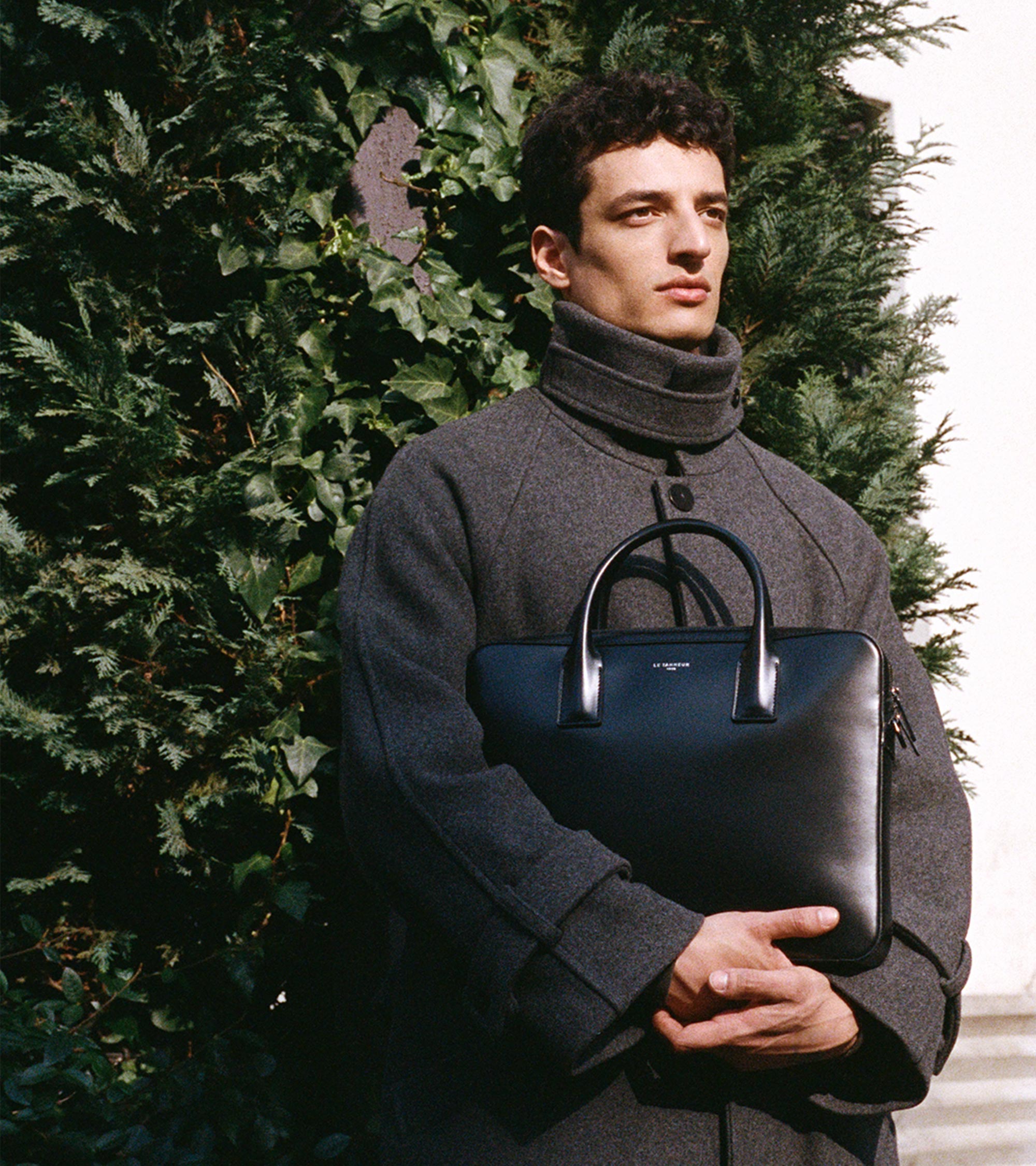 Emile slim 14" document box-effect case in smooth leather