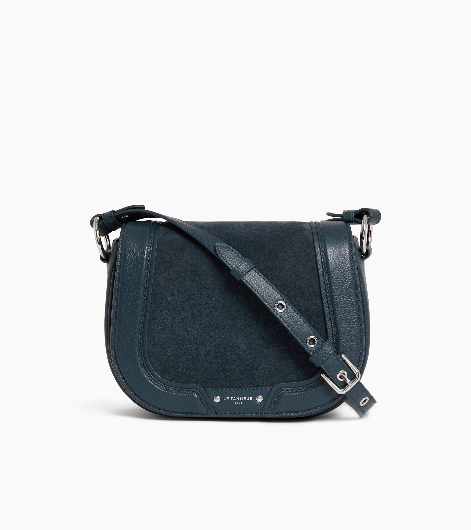 Bolso bandolera mediano modelo Ella de piel texturizada y nobuk