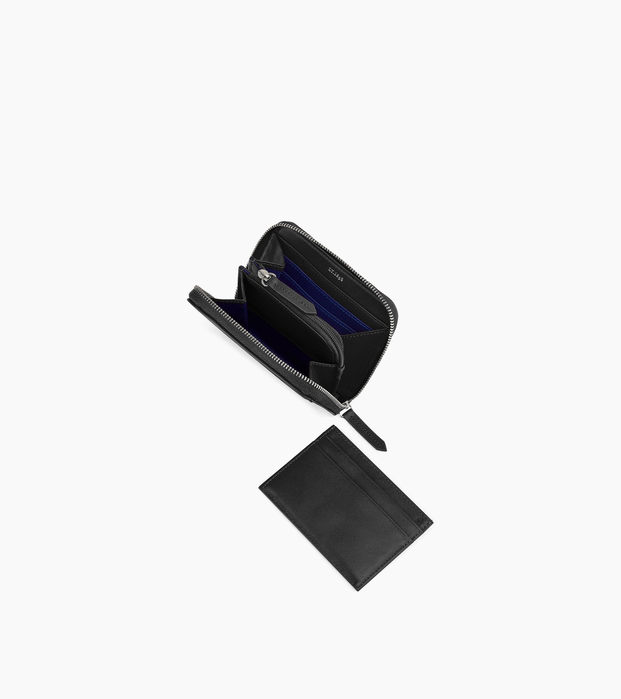 Monedero con cremallera y tarjetero extraíble Charlotte de piel lisa