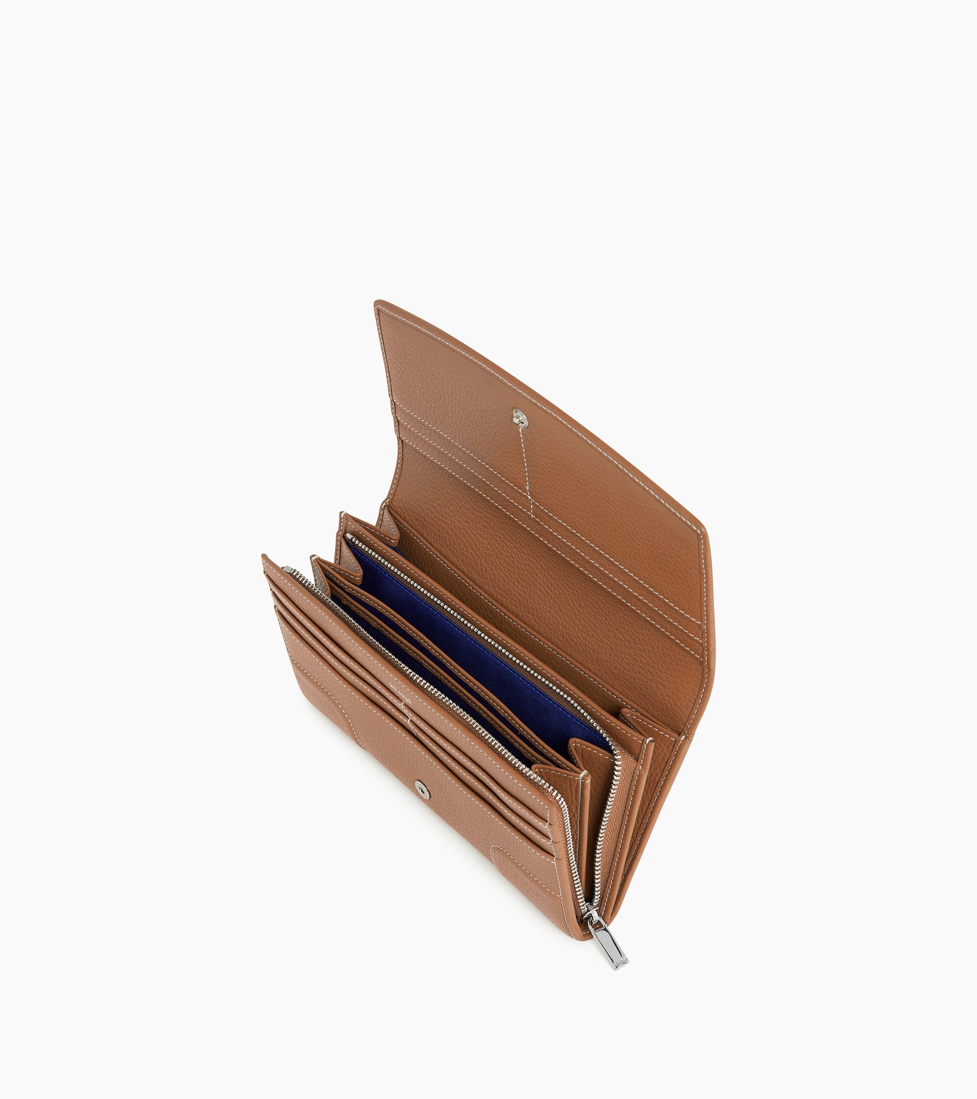 Gran billetera con solapa Romy en cuero graneado