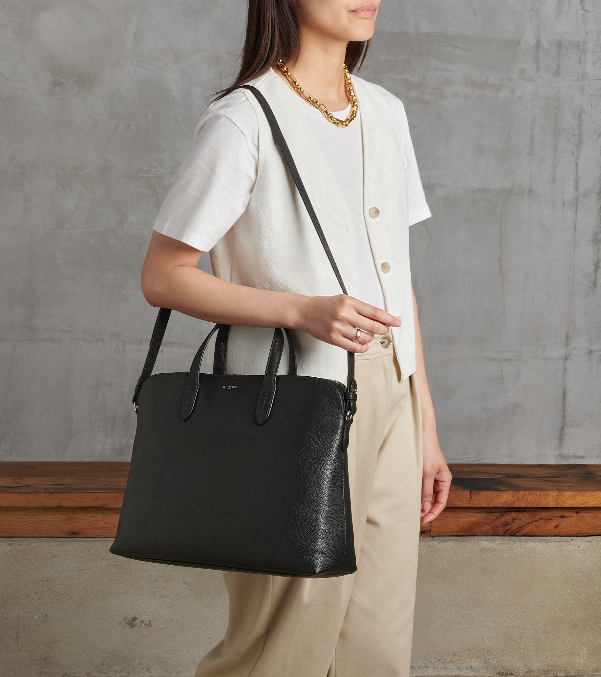 Portadocumentos de 15 con 1 fuelle Sophie de piel texturizada