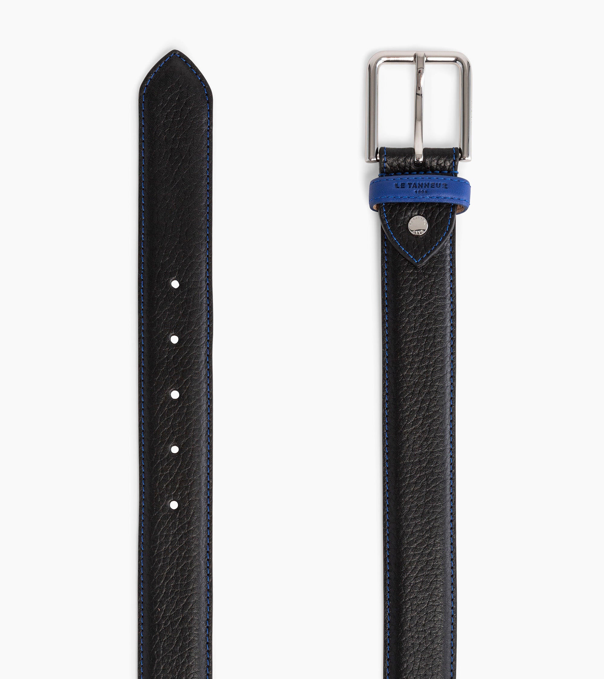 Cinturón de hombre con hebilla cuadrada Charles en cuero graneado