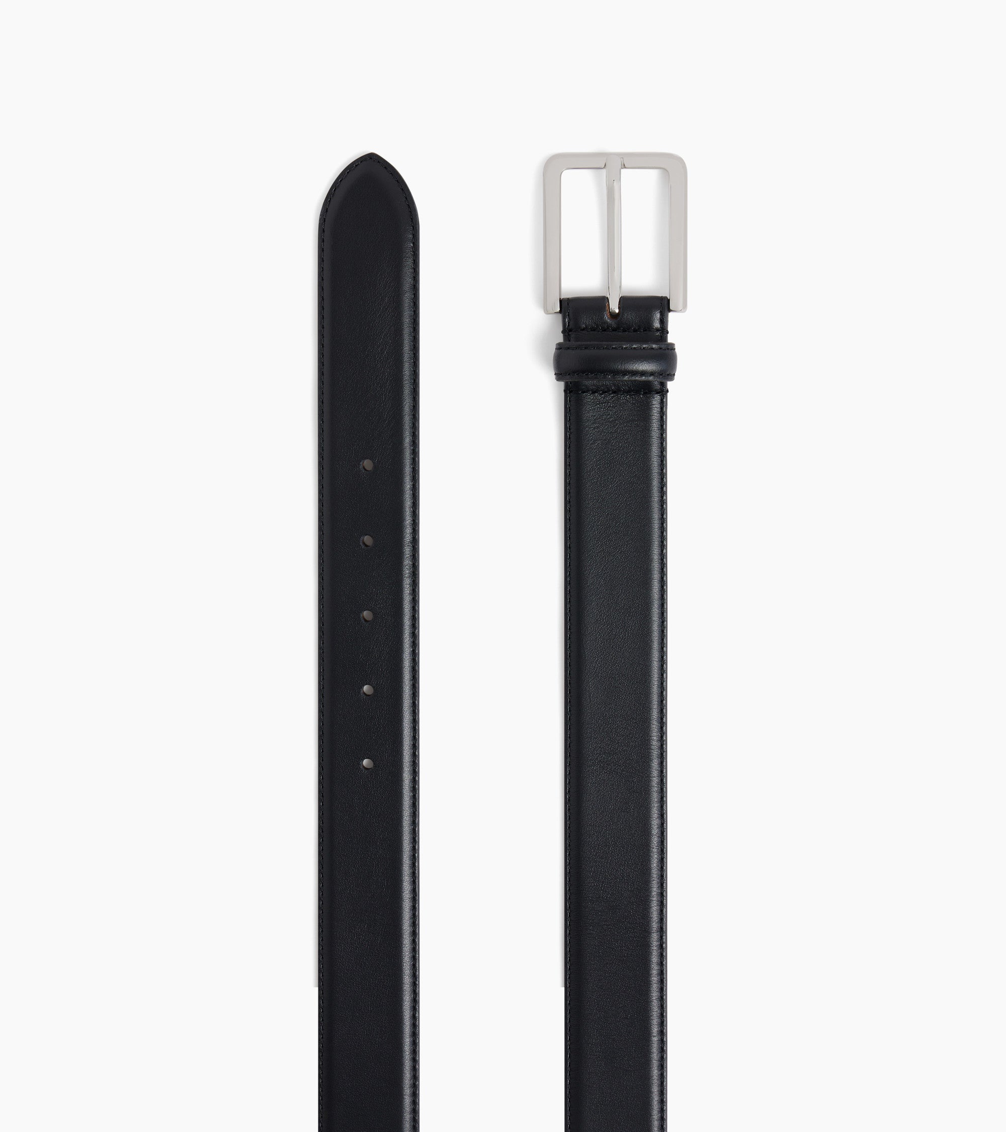 Men's belt with rectangular buckle in smooth leather