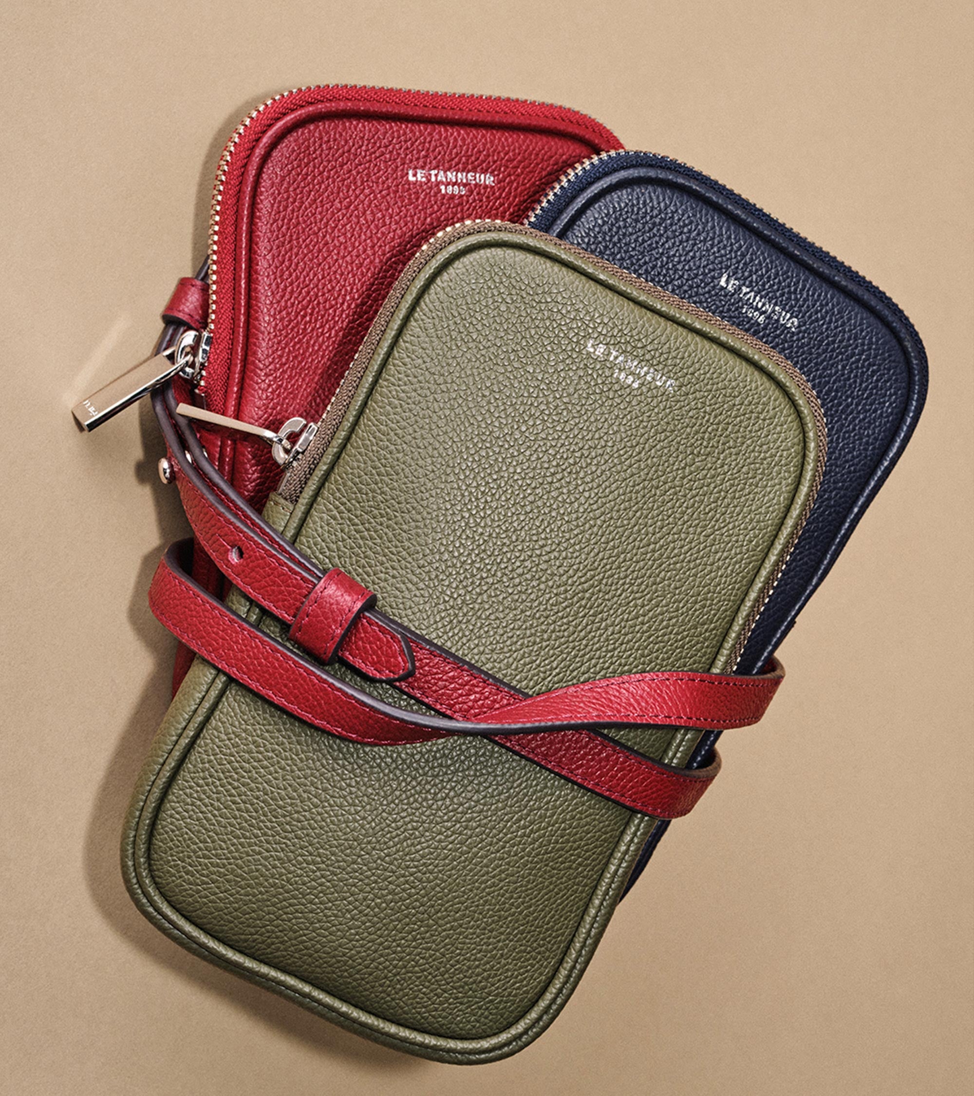 Bolso para móvil de cuero granulado