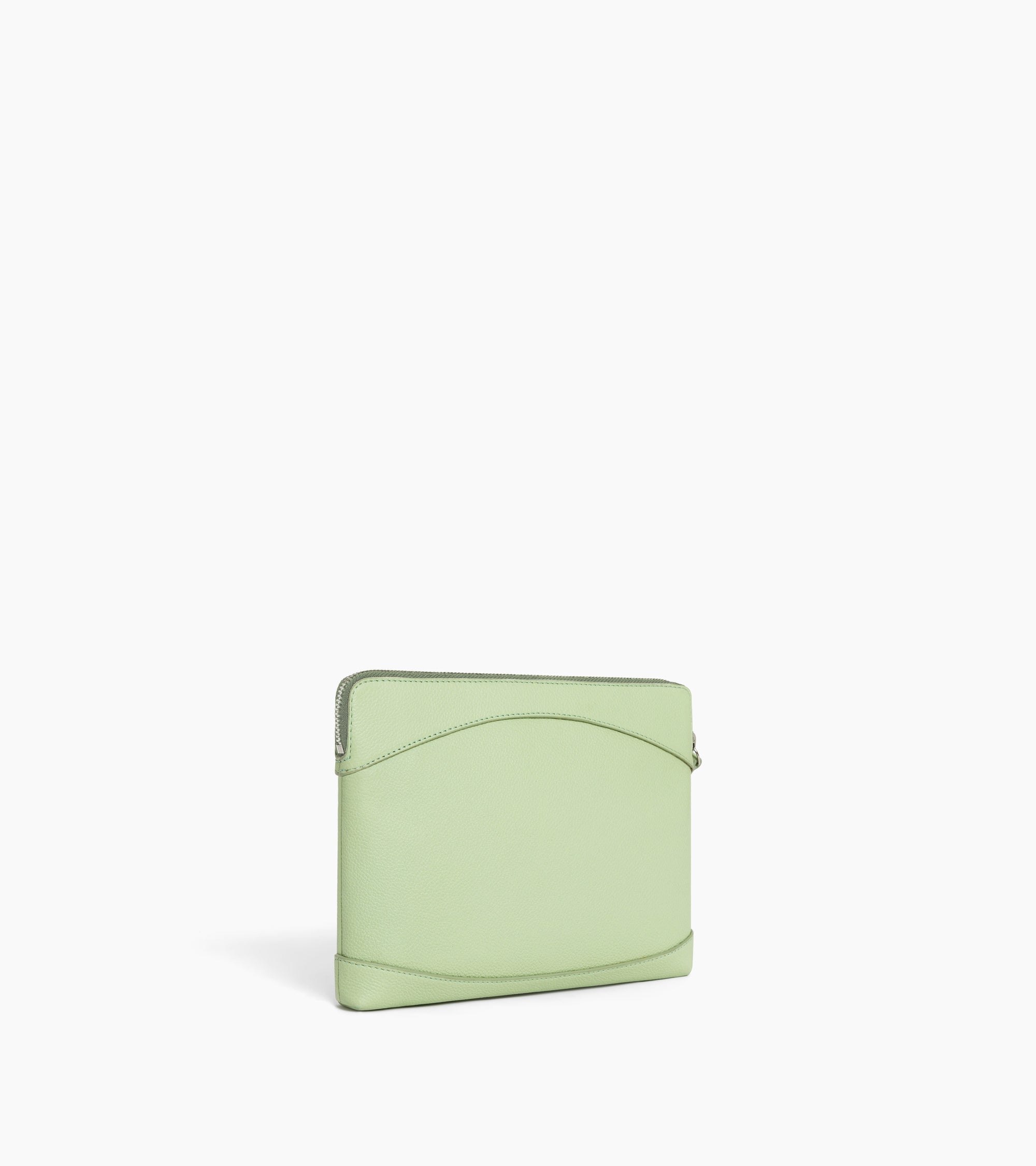 Bolso de mano con cremallera de cuero granulado