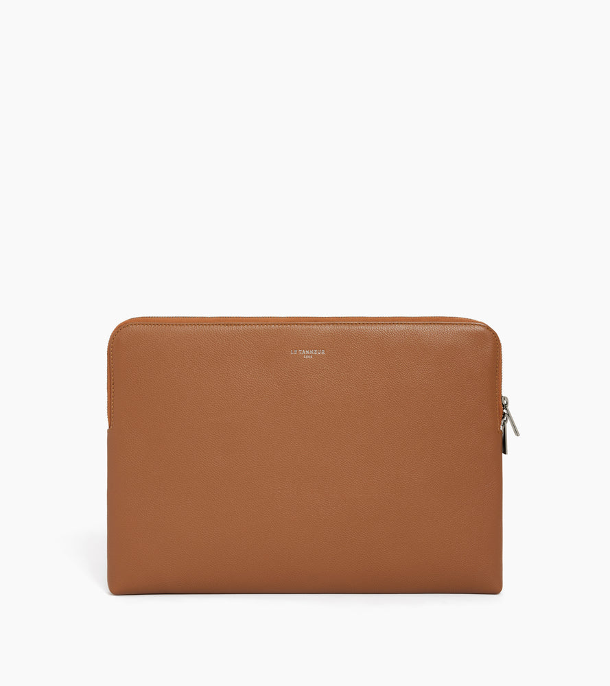 14" laptop sleeve in grained leather