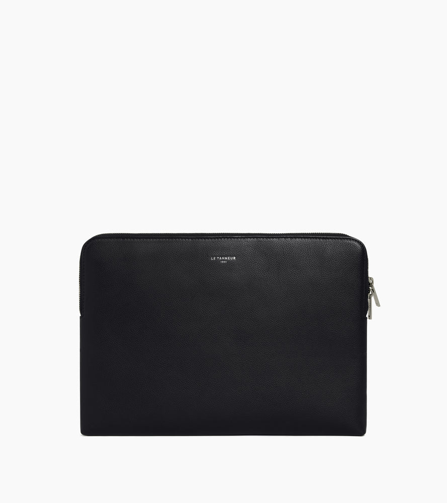 14" laptop sleeve in grained leather