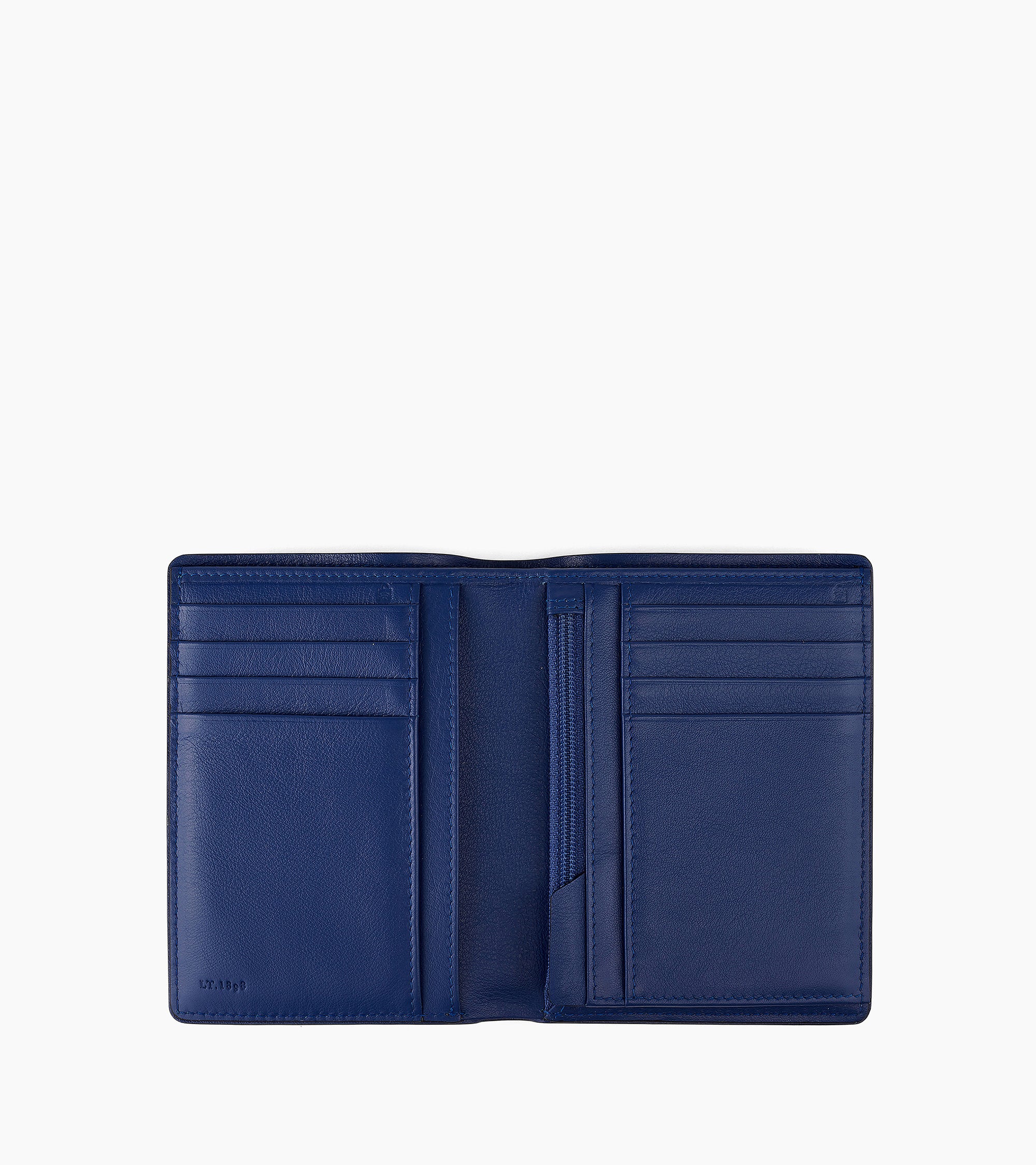 Vertical zipped Augustin pebbled leather wallet