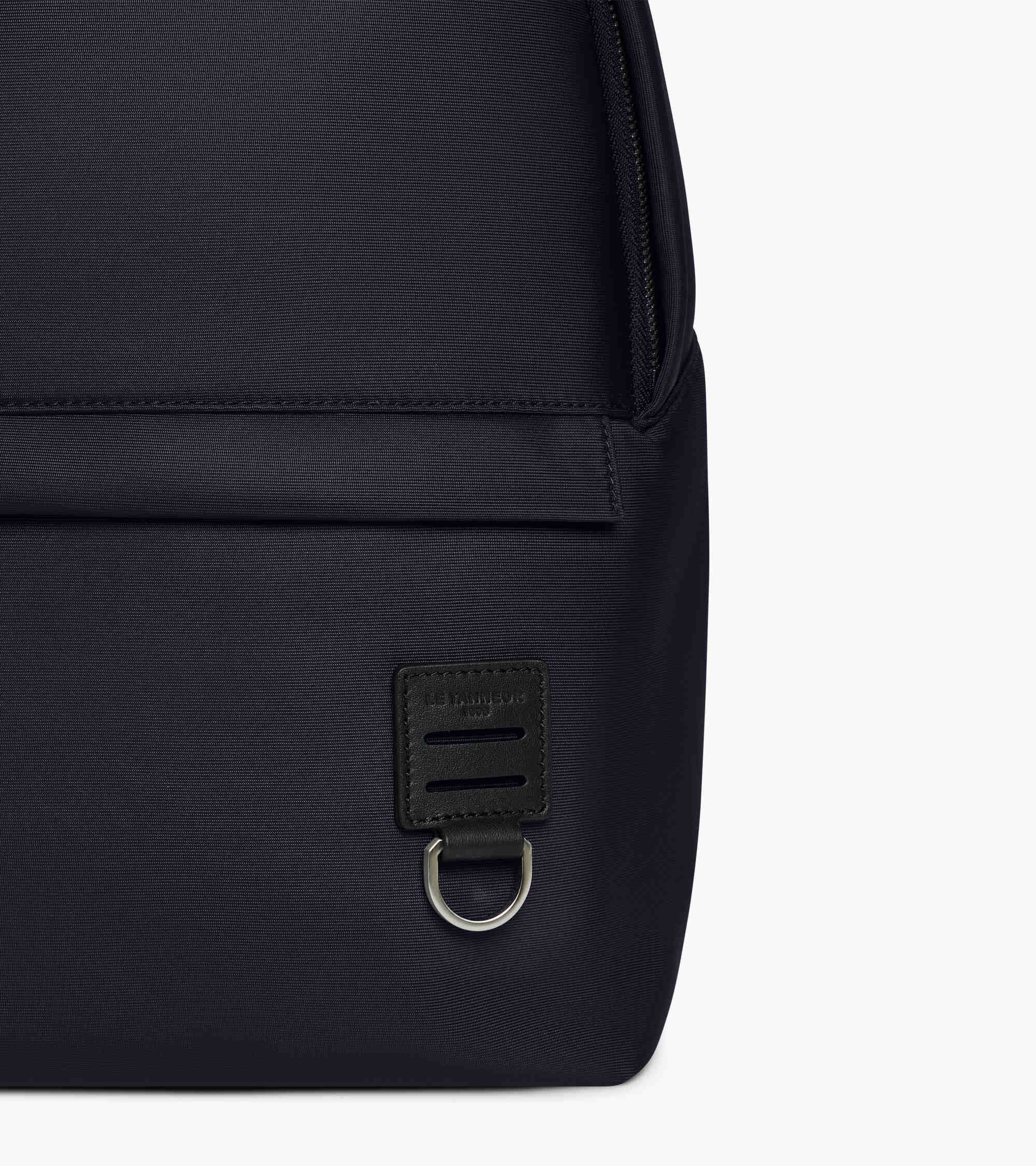 Basile zipped backpack in nylon canvas and smooth leather