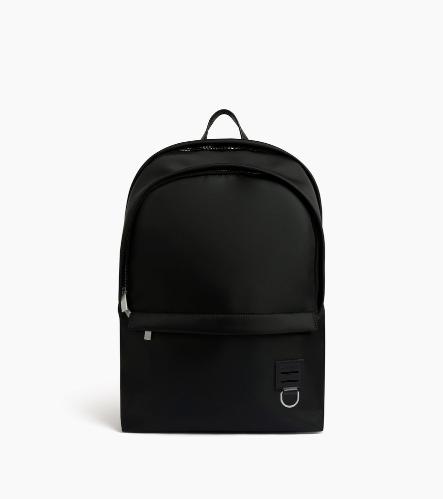 Basile zipped backpack in nylon canvas and smooth leather