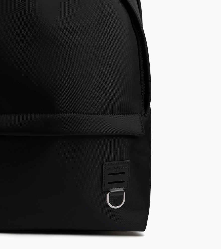 Basile zipped backpack in nylon canvas and smooth leather