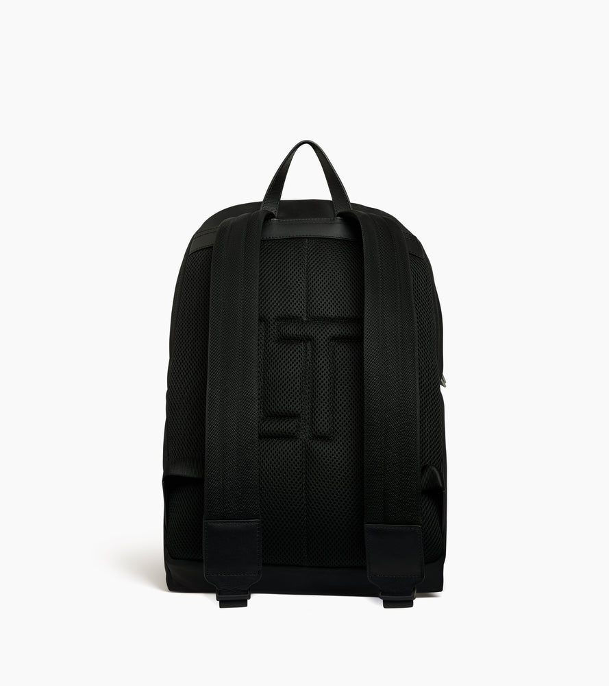 Basile zipped backpack in nylon canvas and smooth leather