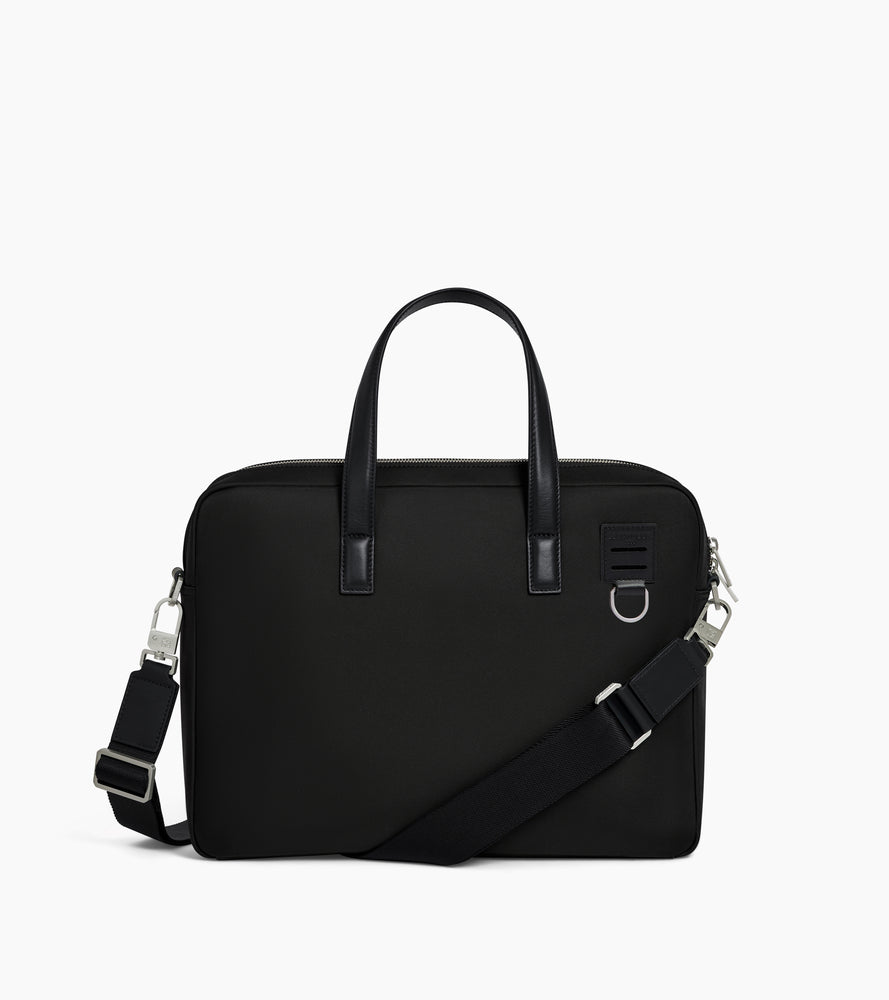 Basile 15" briefcase in nylon canvas and smooth leather