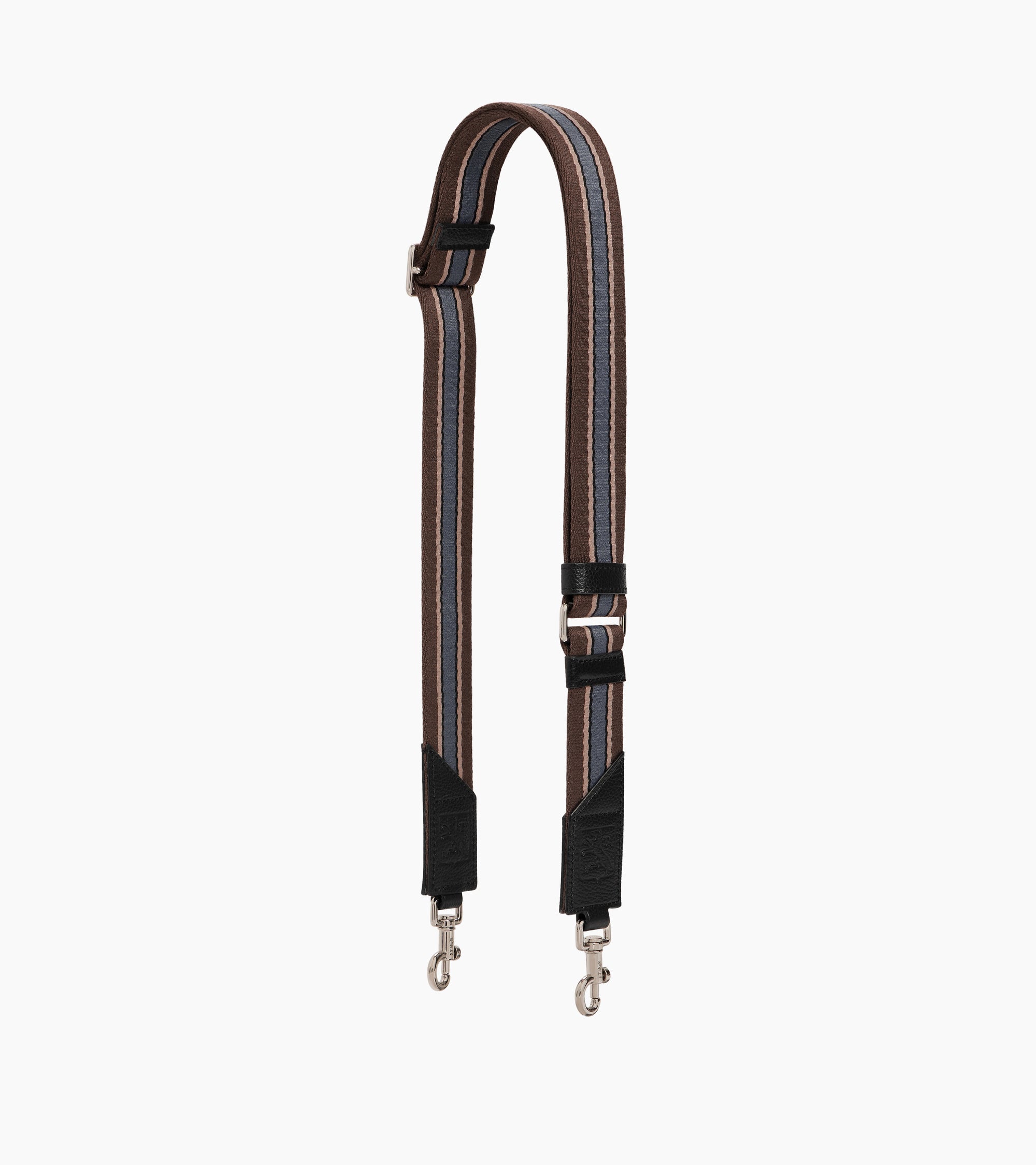 Adjustable striped shoulder strap.