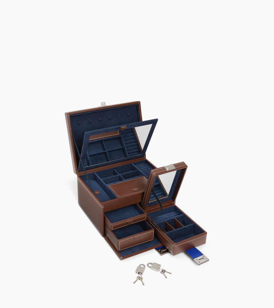 Grande boîte à bijoux en cuir