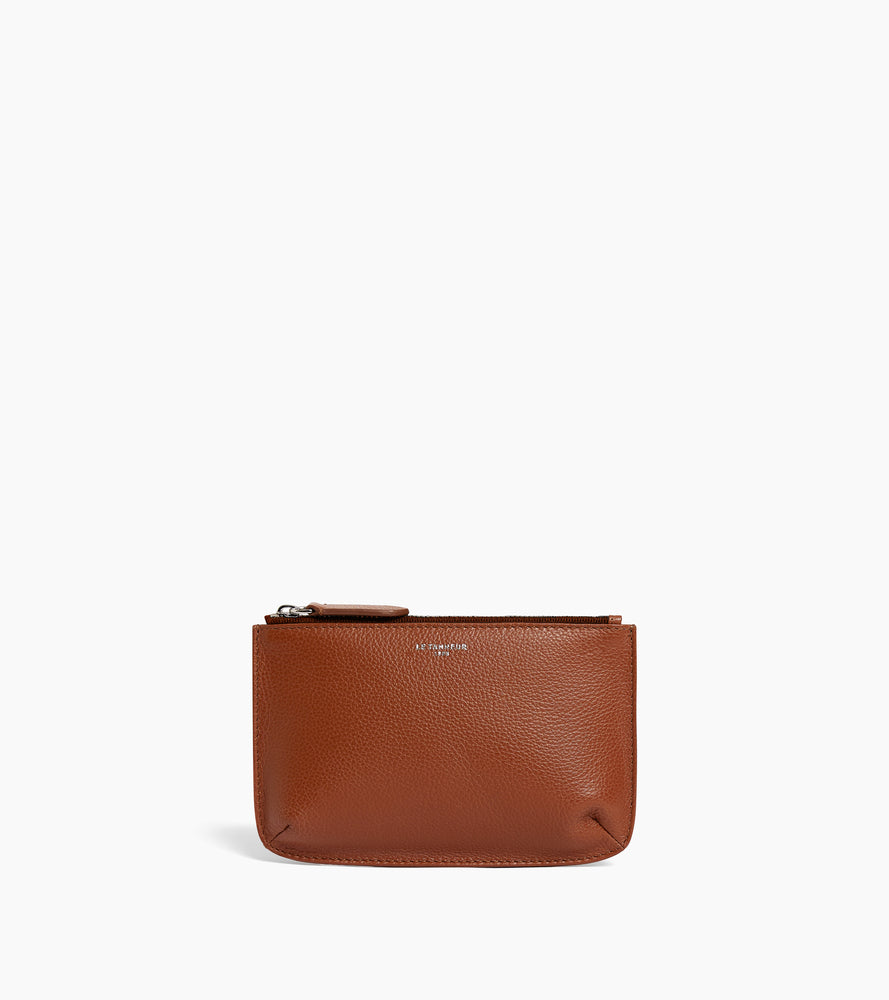 Pochette zippée petit modèle en cuir