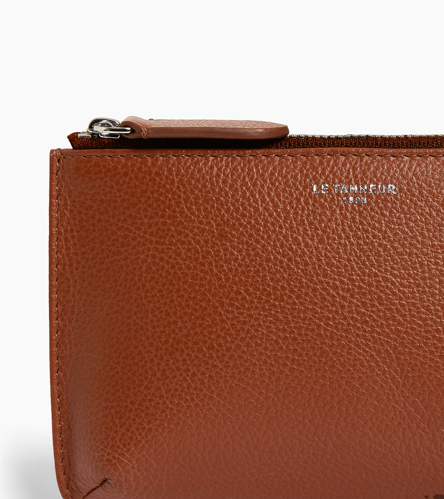 Pochette zippée petit modèle en cuir