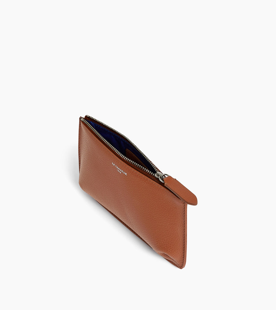 Pochette zippée petit modèle en cuir