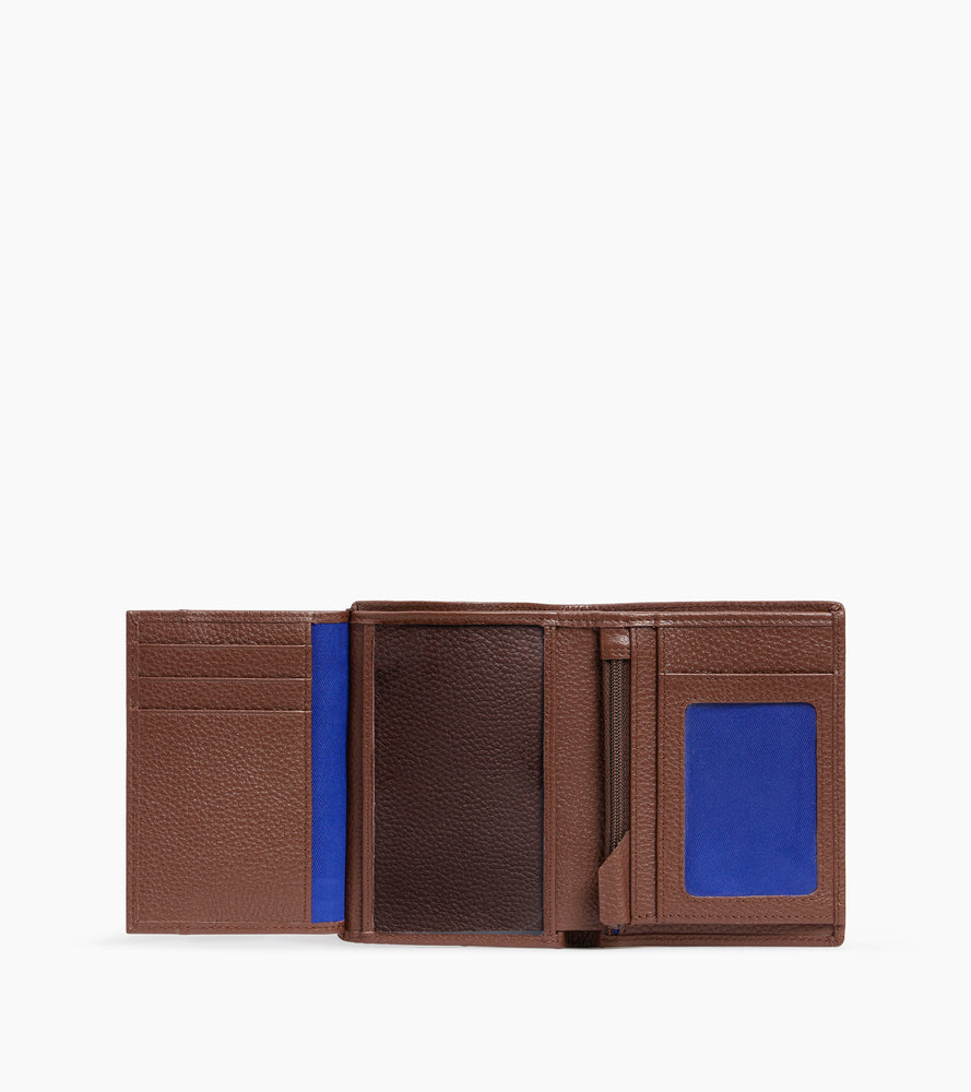 Charles medium-sized zipped wallet with 2 gussets in grained leather