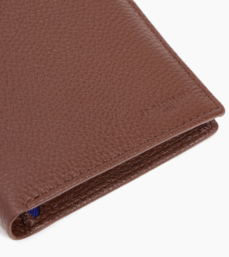 Charles large, vertical, zipped wallet with 2 gussets in grained leather