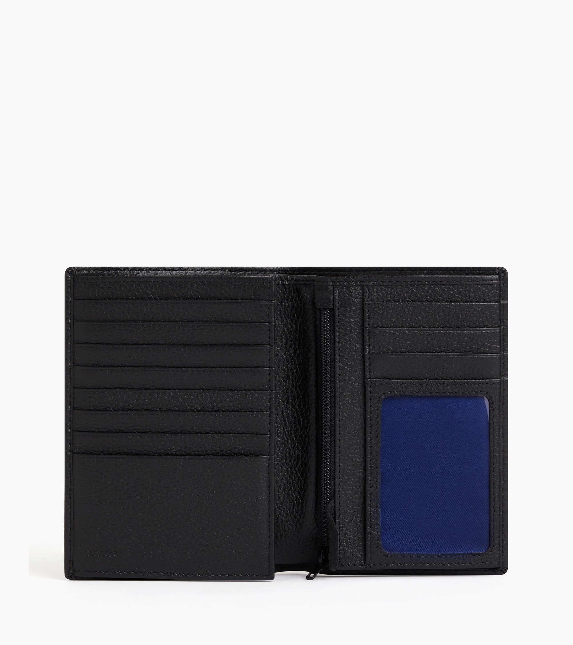 Vertical 2 shutters Charles pebbled leather wallet