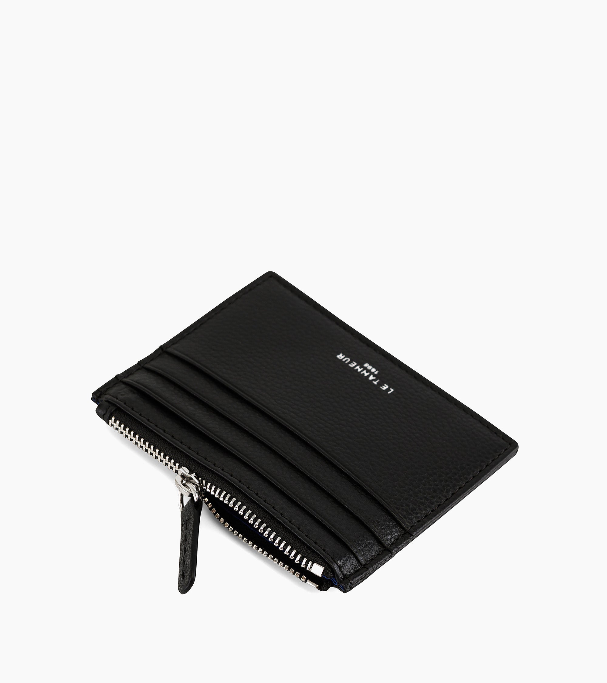 Zipped Charles pebbled leather cardholder
