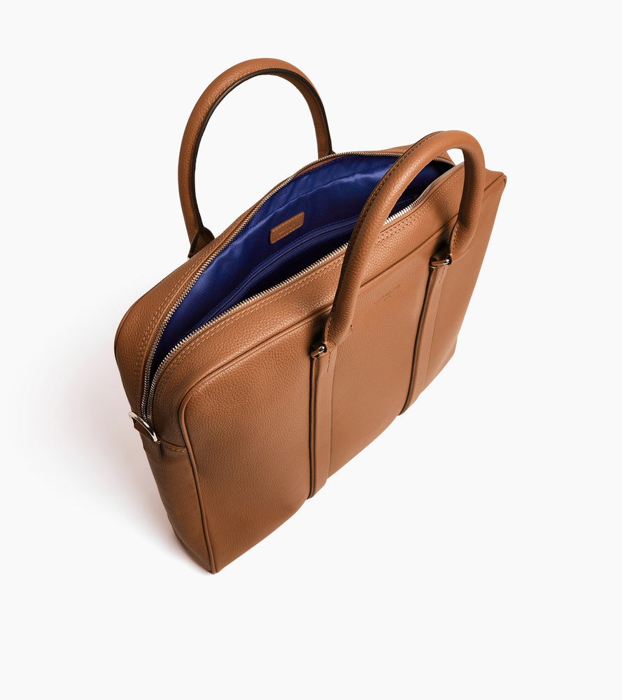 Charles slim, 17" briefcase in grained leather