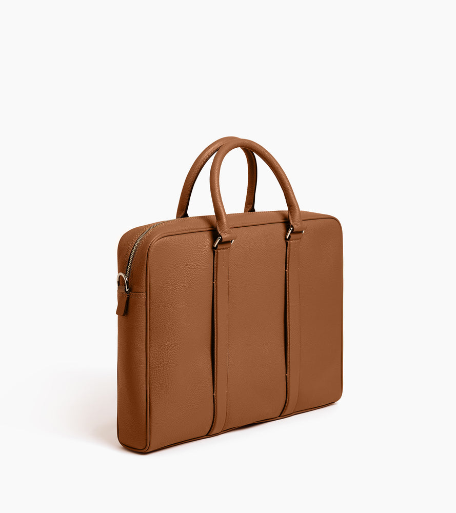 Charles slim, 17" briefcase in grained leather